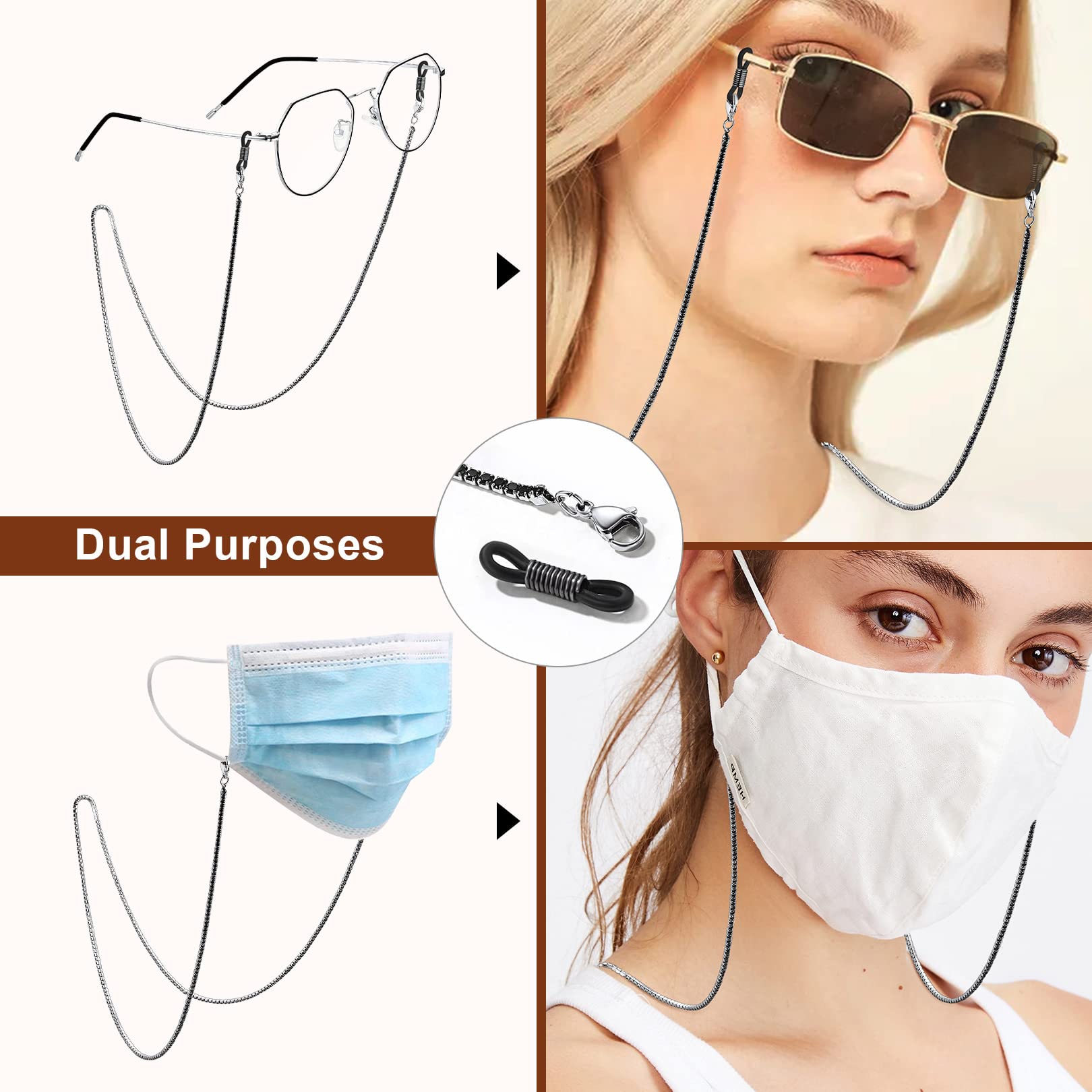 FOCALOOK Stylish Eyeglass Chains for Women - Adjustable Glasses Strap Lanyard for Reading Glasses & Sunglasses - Perfect for Mask Holder, Eyewear Accessories & Everyday Use