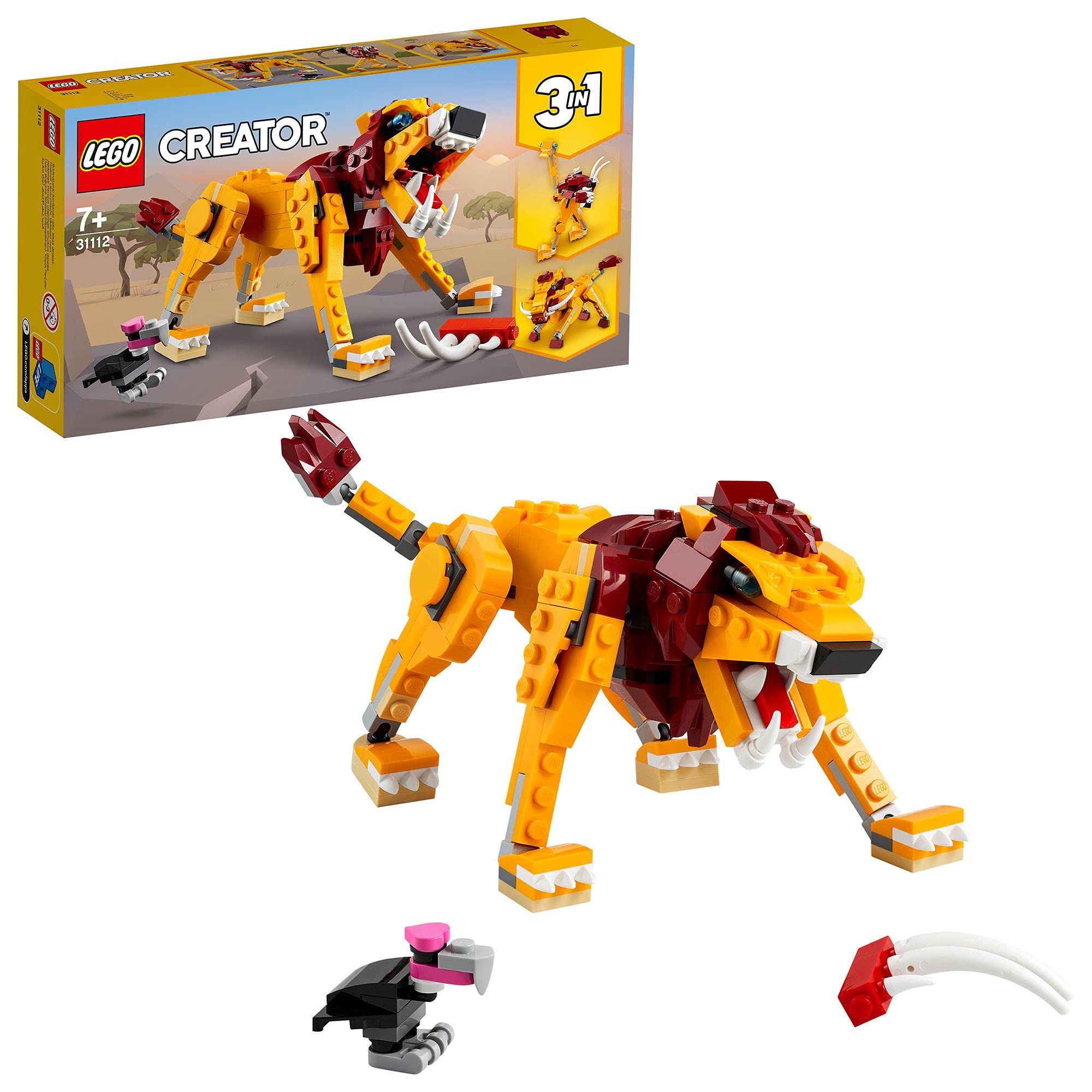 LEGO Creator 3-in-1 Wild Lion Building Set 31112 - Creative Toy for Kids & Adults - Perfect for Birthday Gifts & Home Decor