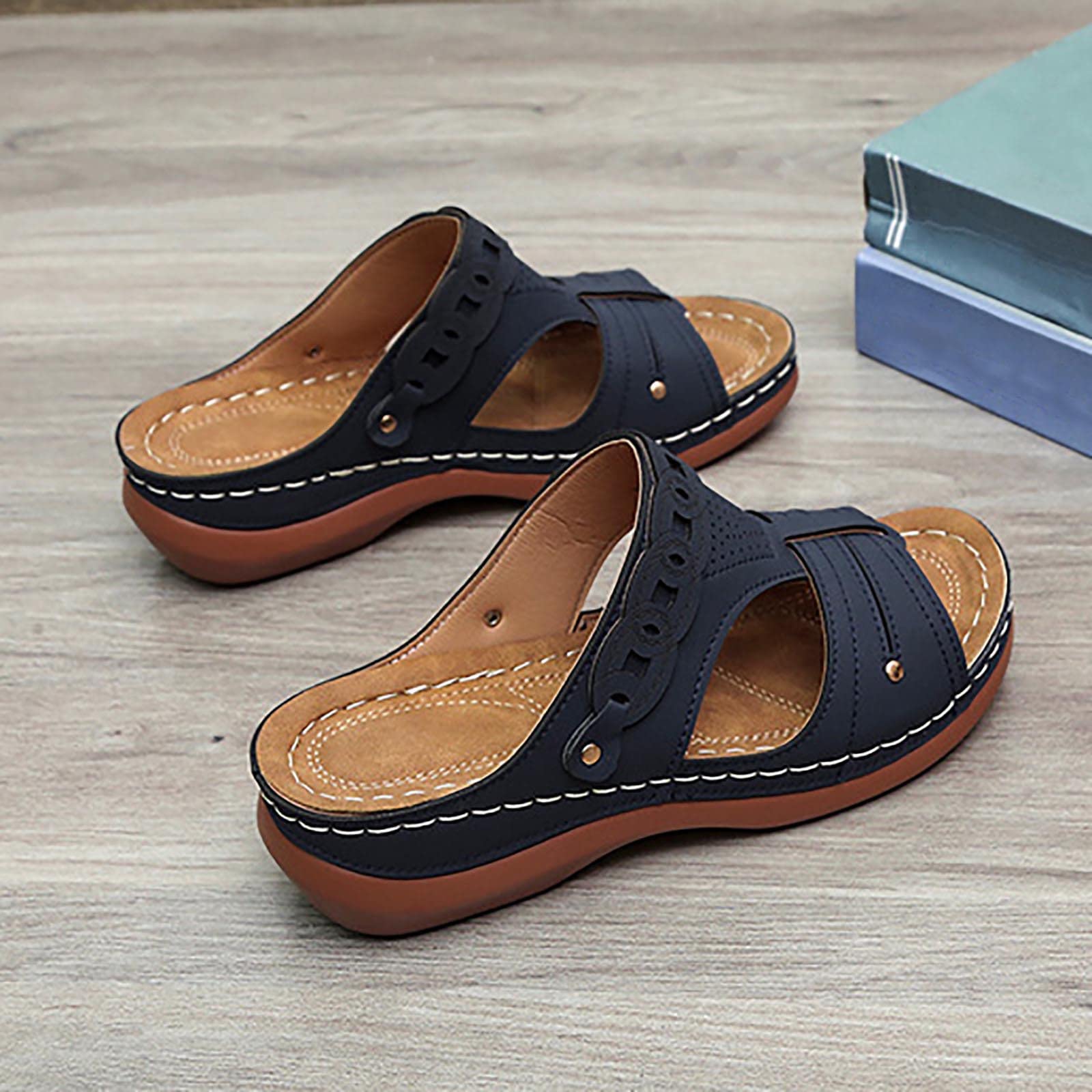 Women's Slip-On Wedge Sandals - Comfortable Open-Toe Platform Sandals with Non-Slip Sole | Lightweight Summer Shoes for Casual Wear, Beach, Pool & Outdoor Activities