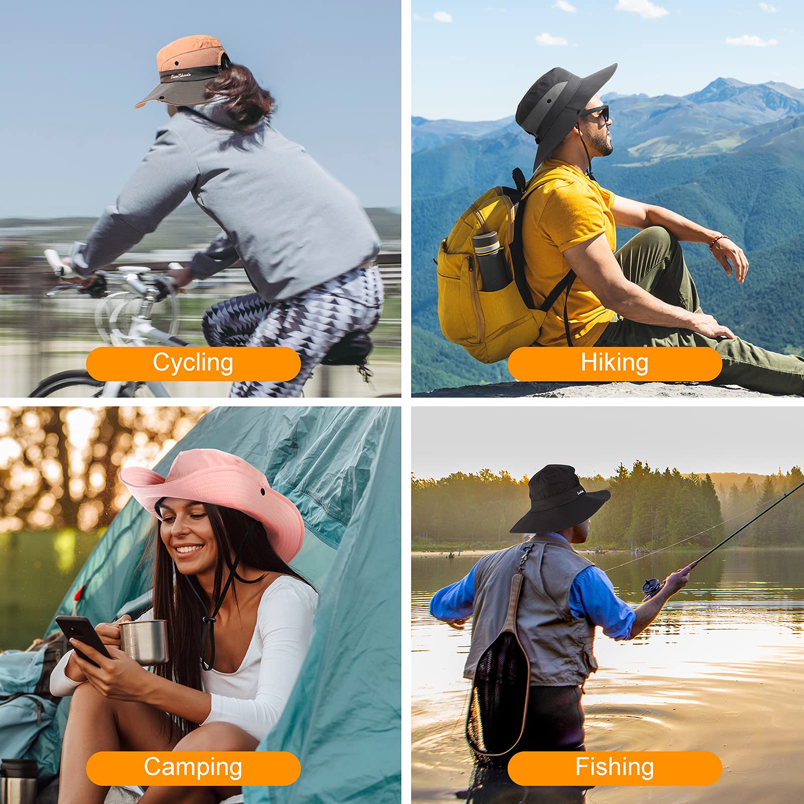 Tutuko Women's Wide Brim Sun Hat - UPF 50+ UV Protection, Foldable Bucket Hat with Ponytail Hole & Breathable Mesh for Beach, Fishing, Outdoor Activities