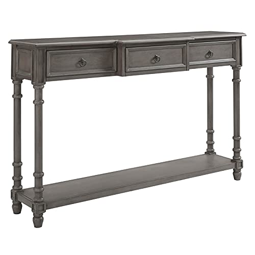 Vintage Distressed Gray Wood Entryway Console Table - Farmhouse Style Hallway Sofa Table for Home Decor - Perfect for Entryways, Living Rooms & Foyers