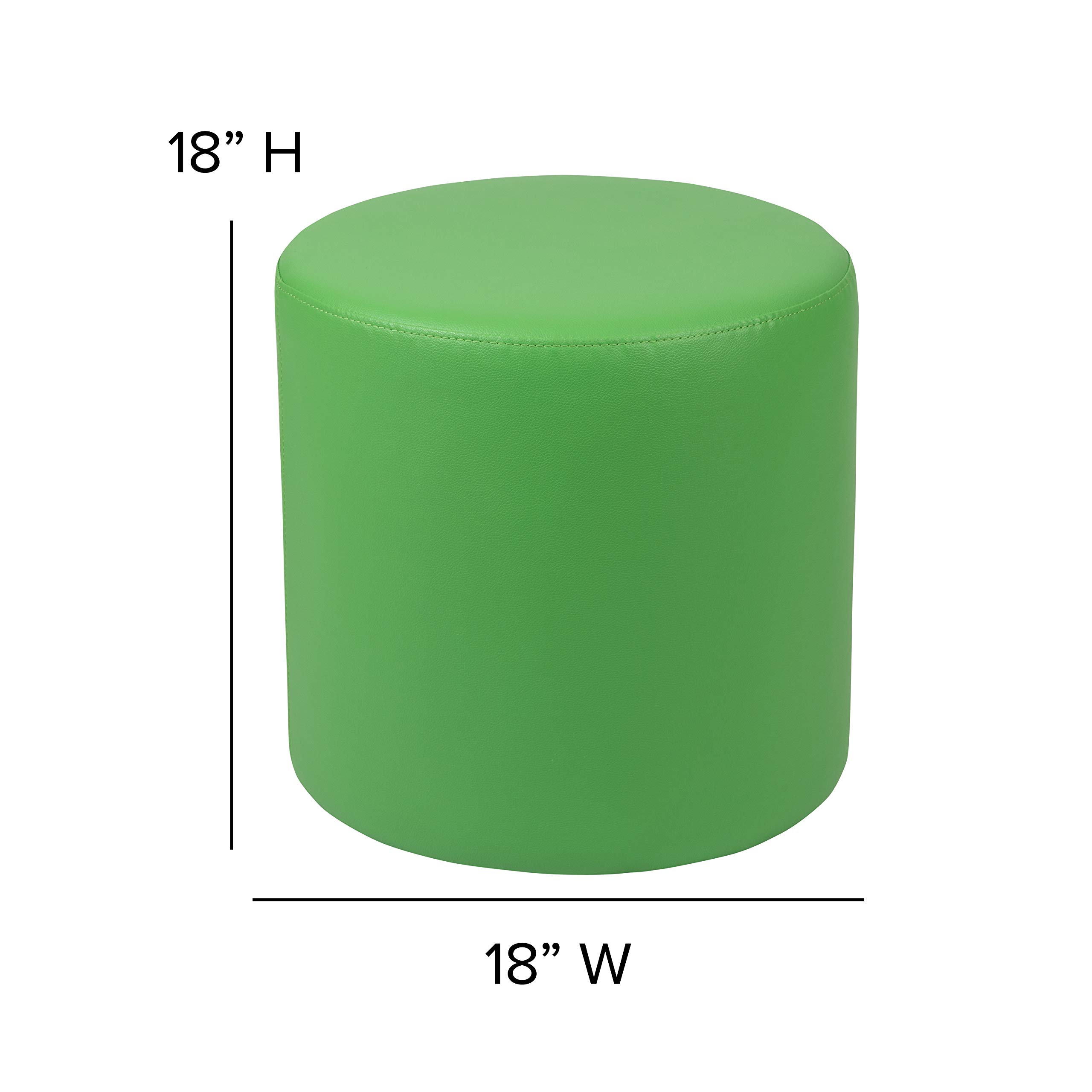 EMMA + OLIVER 18 Inch Soft Seating Flexible Circle Chair - Green Round Floor Cushion for Classrooms, Playrooms, Libraries and Common Areas - Perfect for Kids Reading Nook, Group Activities and Relaxation Spaces
