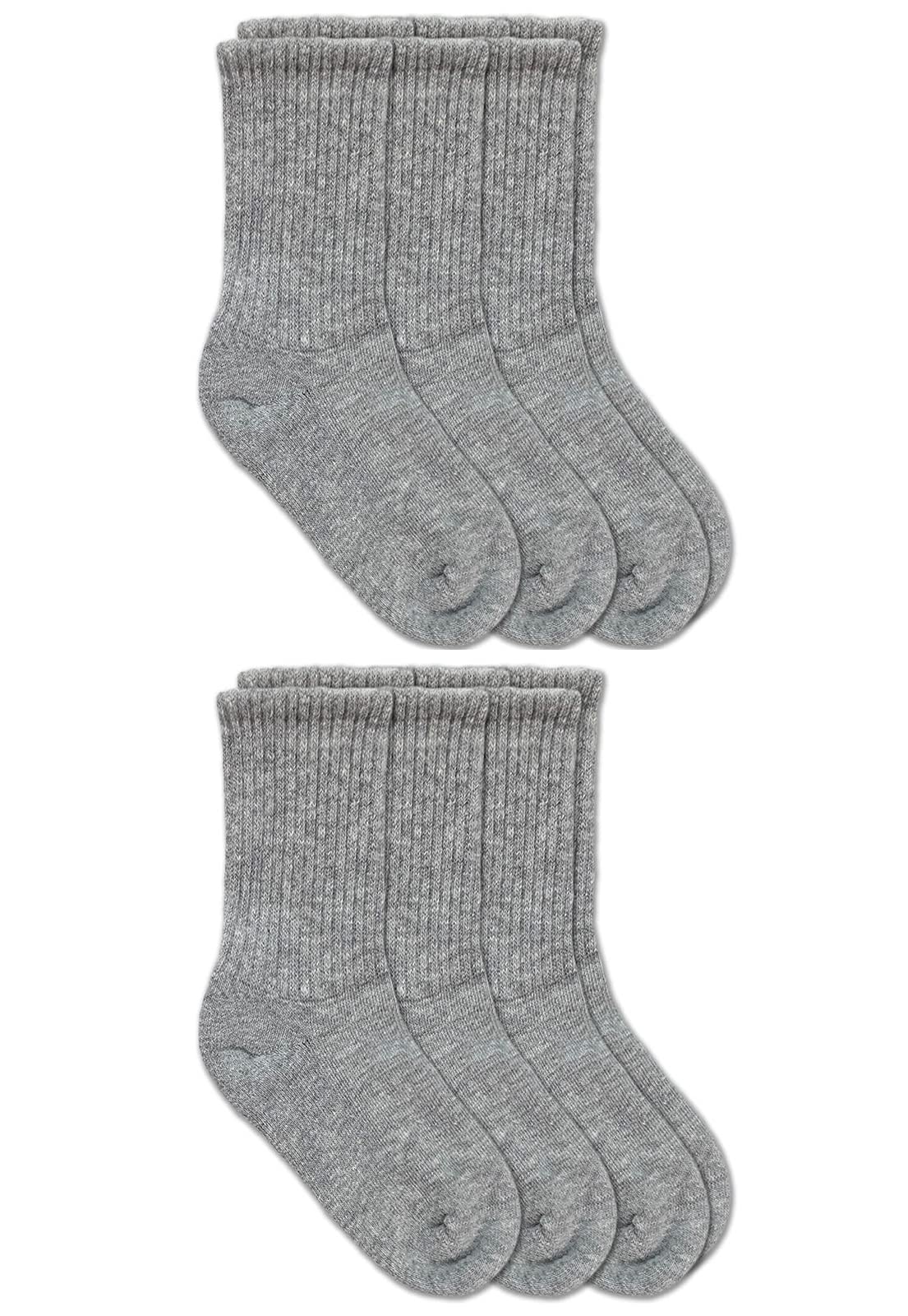 Jefferies Boys' Seamless Half Cushion Sport Crew Socks - 6 Pack for Kids Athletic Activities, Running & School Wear