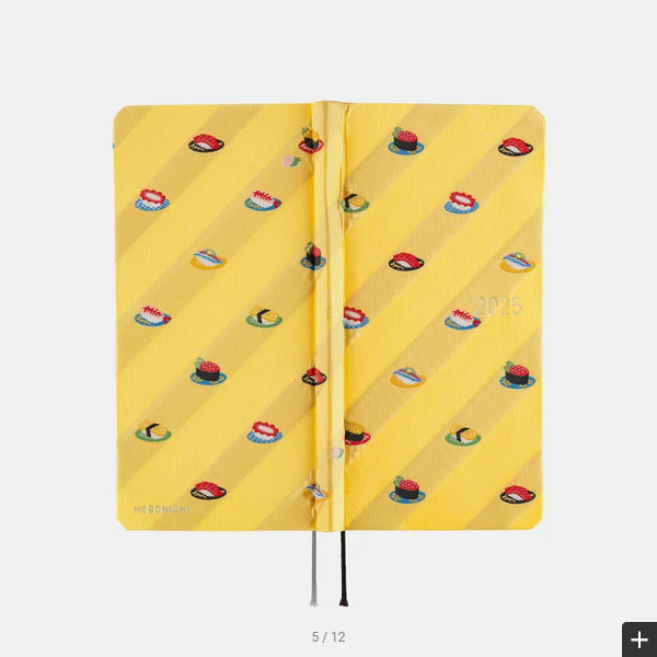 Hobonichi Weeks MEGA 2025 Planner - Hardcover Weekly Horizontal Notebook with Bow & Tie Sushi Design, English Edition | January Start, Monday Layout | Perfect for Journaling, Scheduling & Productivity Tracking