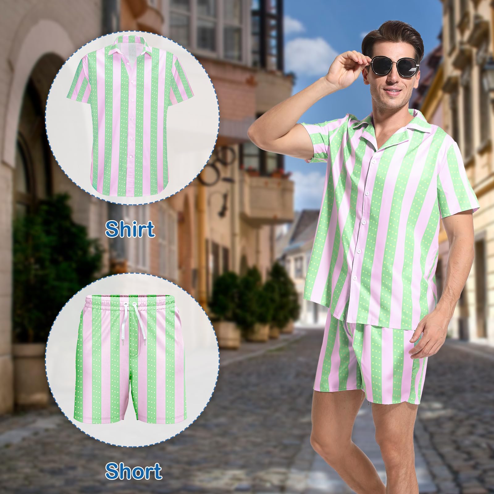 Men's Cosplay Costume Set - Halloween Party Outfit with Shirt & Shorts for Beach, Dress-Up & Adult Role Play | Perfect for Halloween, Cosplay Events & Themed Parties