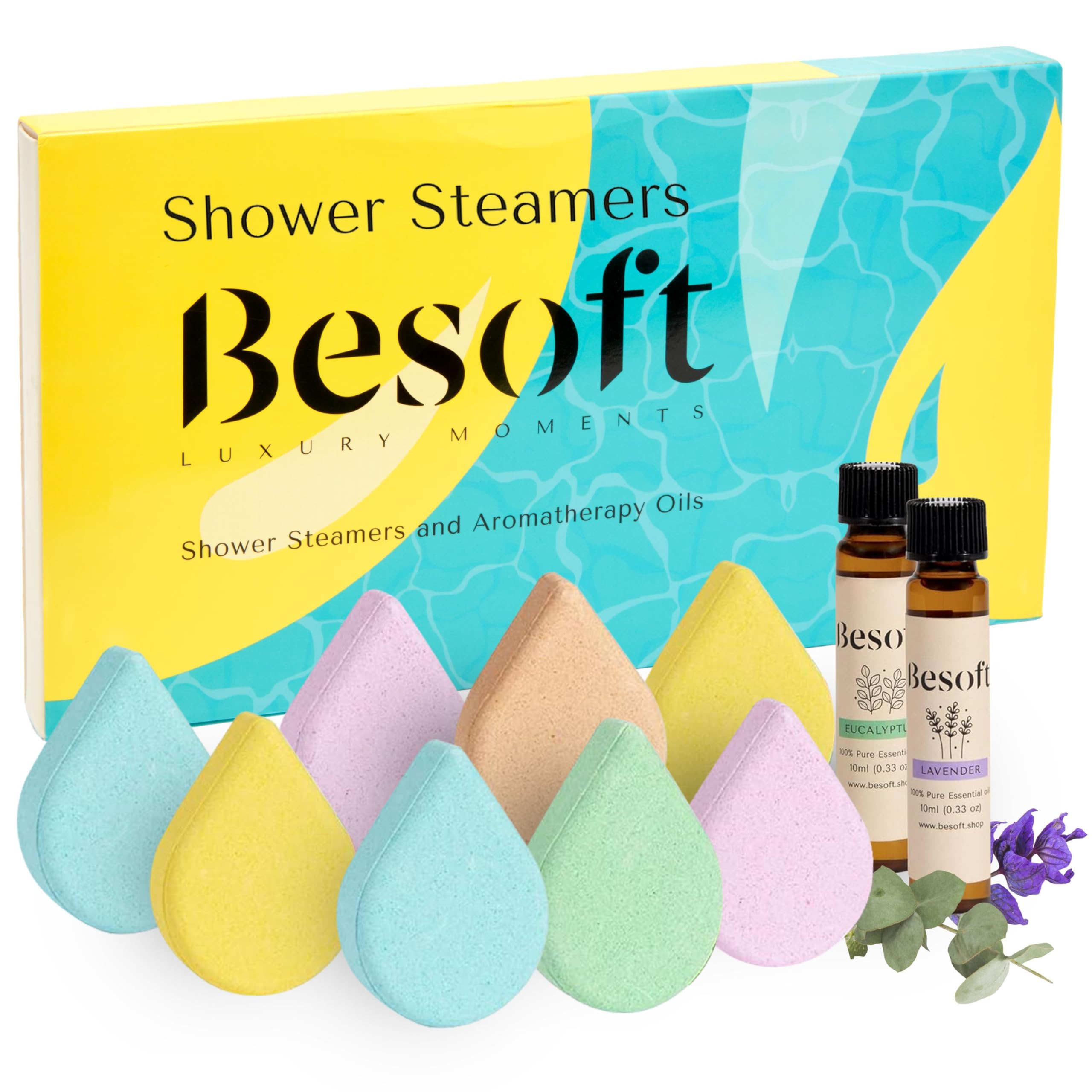 10 Pack Lavender Eucalyptus Shower Steamers - Aromatherapy Essential Oil Spa Gifts for Women, Moms & Teens | Relaxing Bath Bombs Set | Perfect for Stress Relief, Self Care & Stocking Stuffers