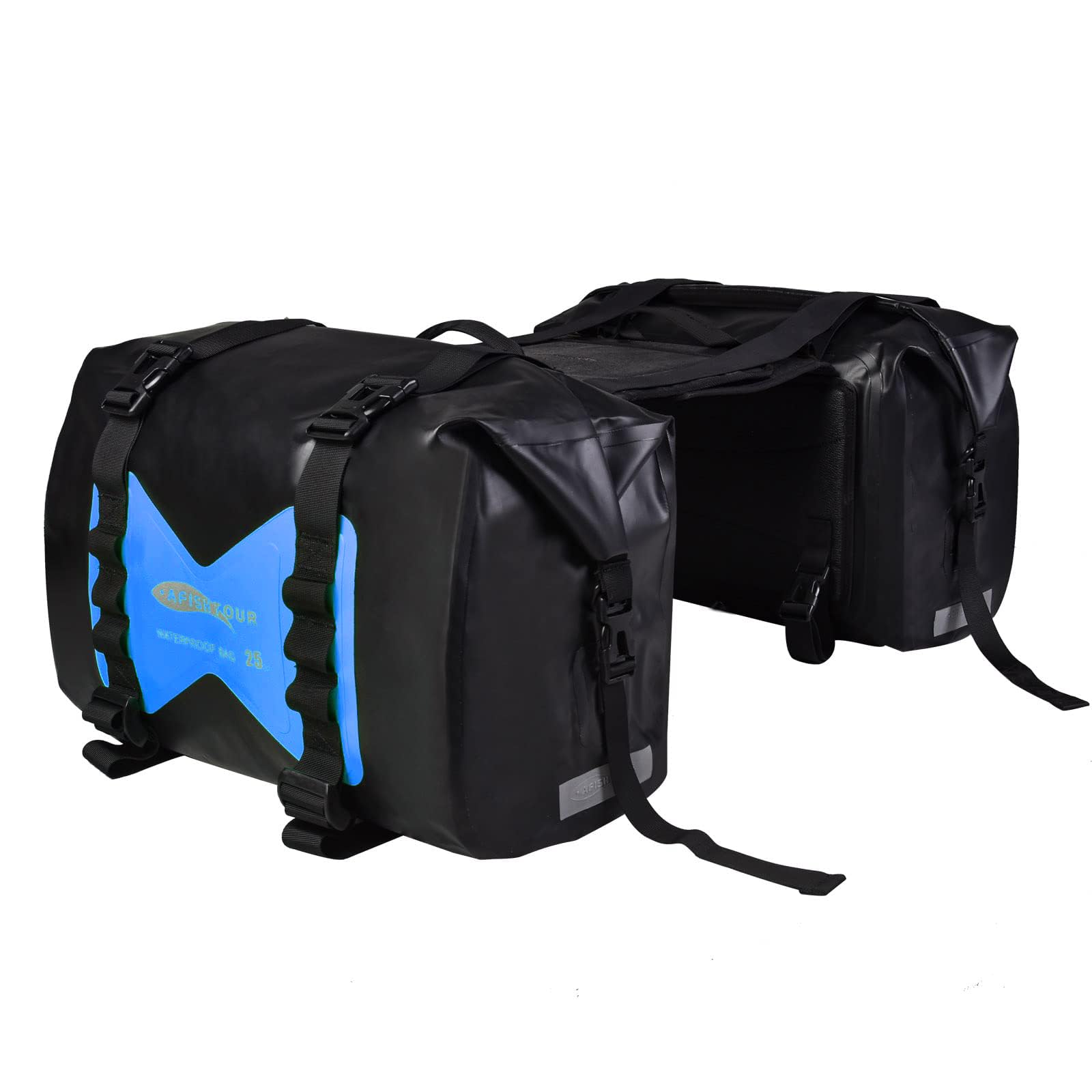 Waterproof Motorcycle Saddlebags 50L - Detachable Motorcycle Luggage Bags for Travel - Durable Panniers Bags for Scooter, Honda, Suzuki, Yamaha (Blue, 2 Pack) - Perfect for Long Distance Riding & Adventure Trips