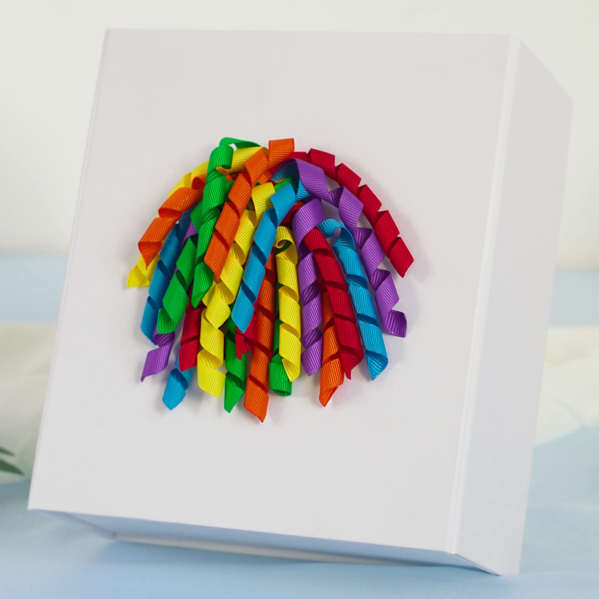 Rainbow Curly Ribbon Bows - 6 Pack Self-Adhesive Gift Wrapping Bows for Birthdays & Crafts