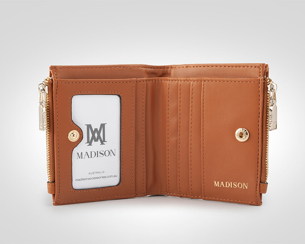 Arabella Small Double Zip Pocket Wallet - Slim RFID Blocking Leather Wallet for Women - Perfect for Travel, Shopping & Everyday Use
