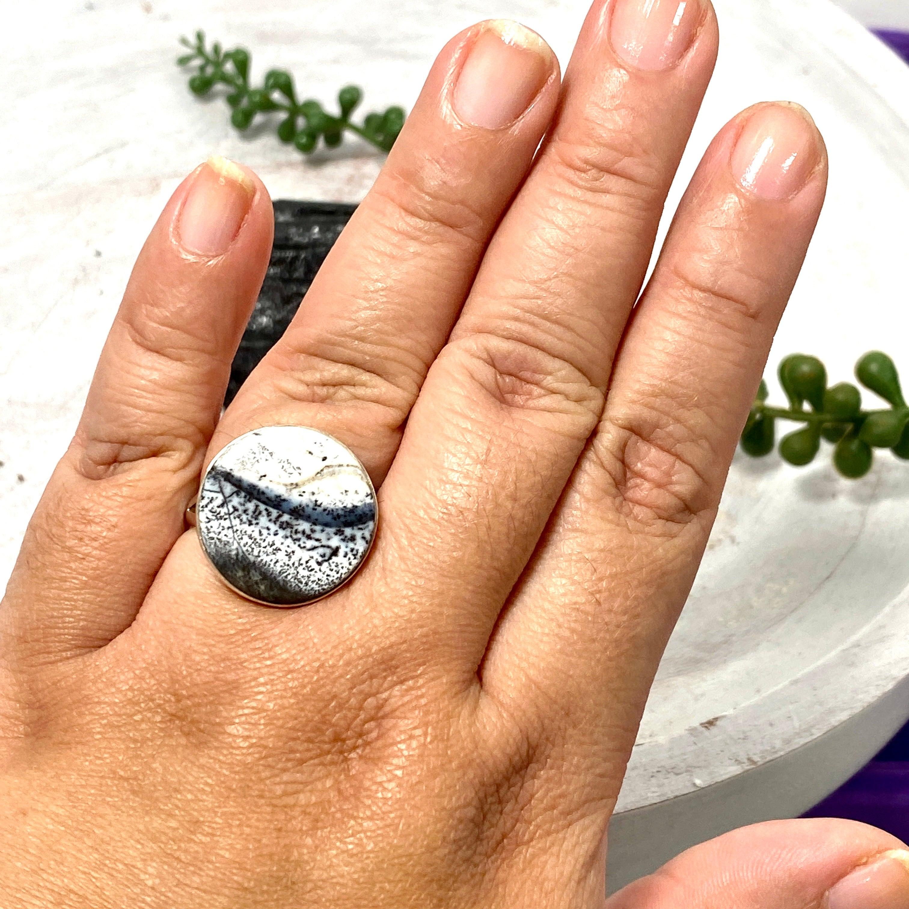 Dendritic Opal Round Ring Size 11 - KRGJ2296 | Elegant Handmade Jewelry for Women, Perfect for Weddings, Parties & Special Occasions