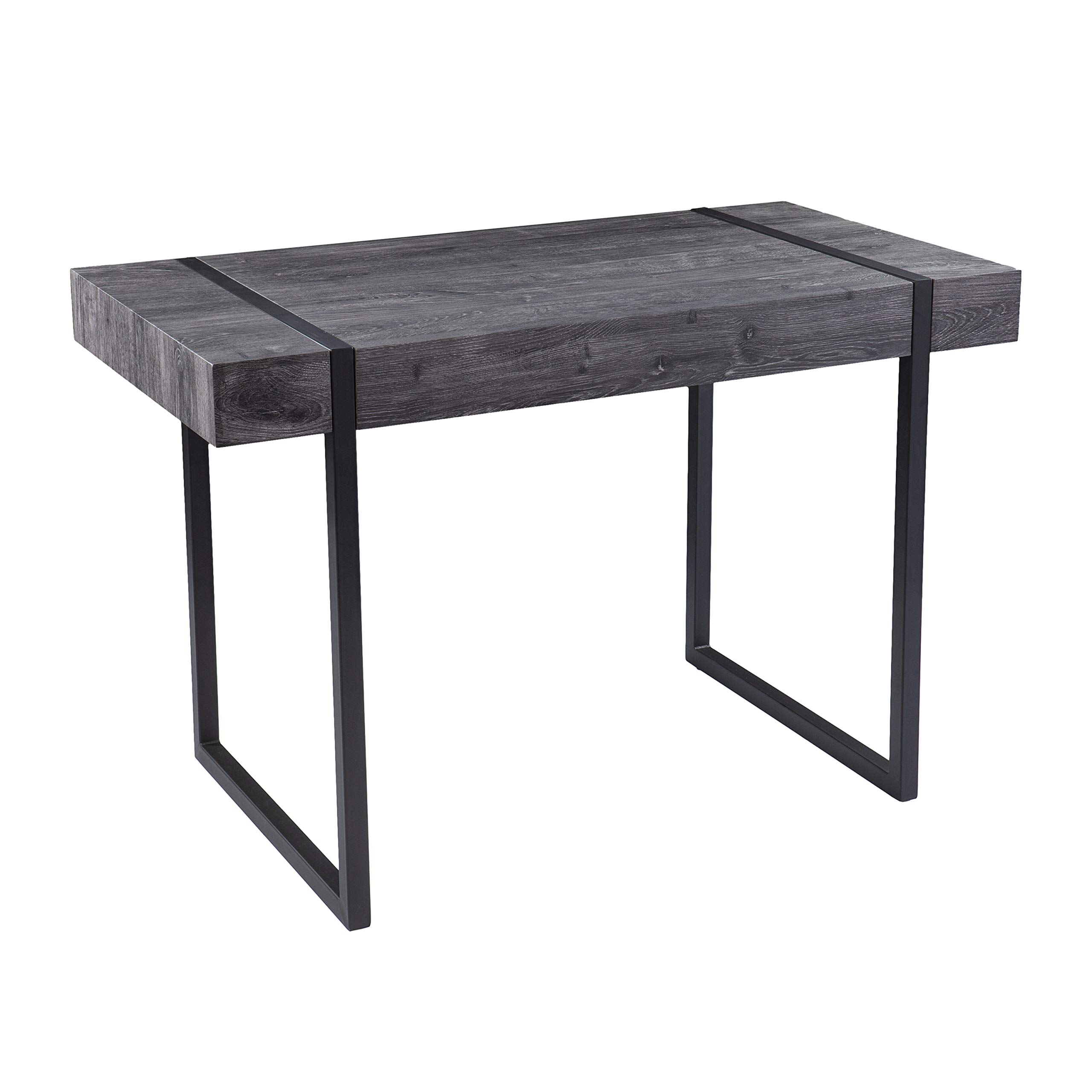 SEI Furniture Harkriven Small Space Desk for Home Office - Compact Writing Desk with Storage Shelf, Black - Perfect for Apartments, Dorms & Small Spaces