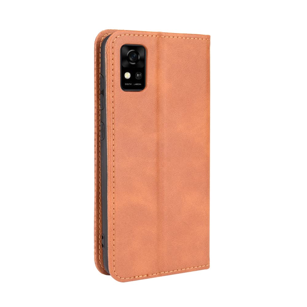 Premium Magnetic Flip Wallet Case for ZTE Avid 589/Z5158 - PU Leather Folio with Card Slots & Kickstand (Brown) | Perfect for Business, Travel & Daily Protection