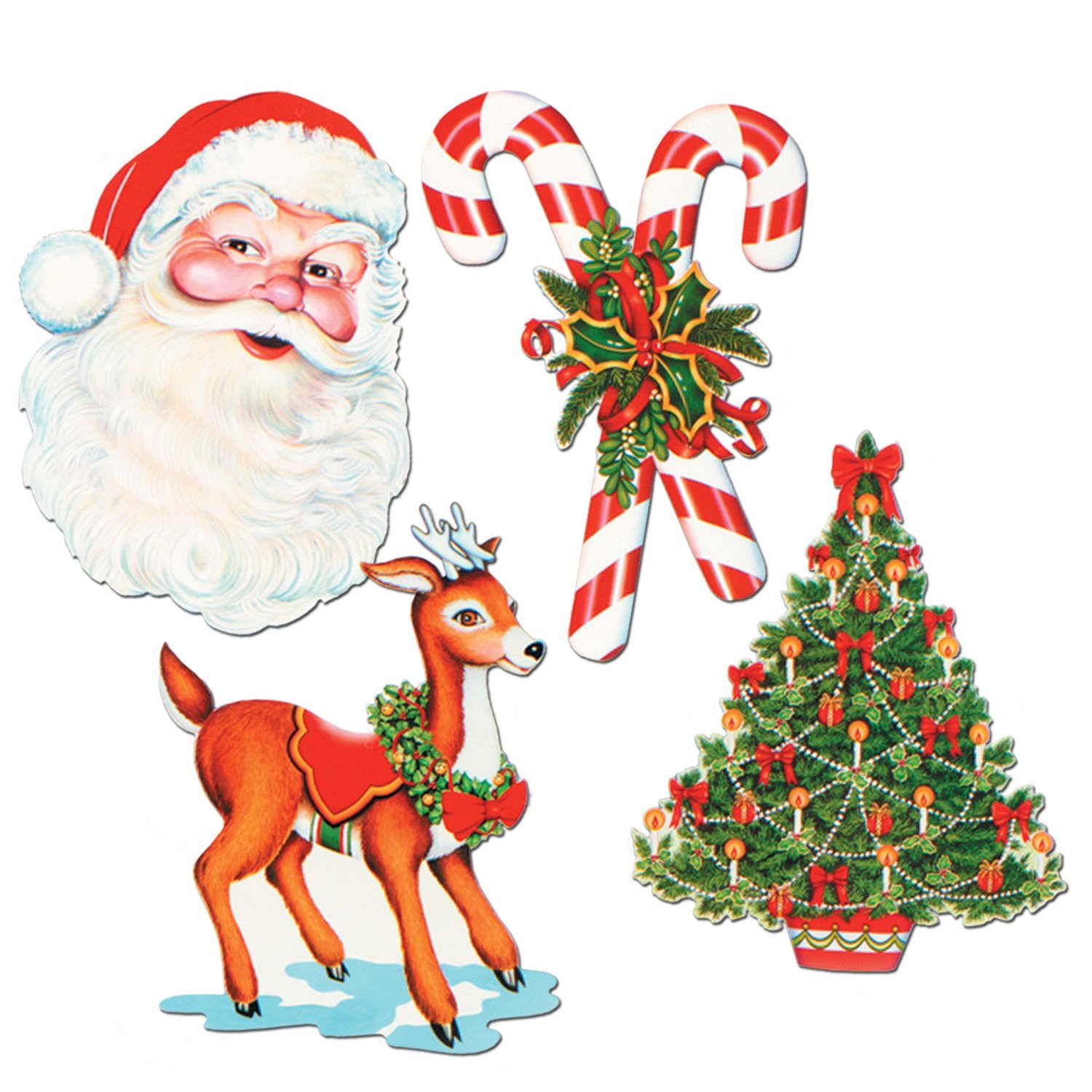 Festive Christmas Cutout Decorations - Holiday Home & Party Decor for Xmas Tree, Wall, Fireplace, and Window Displays