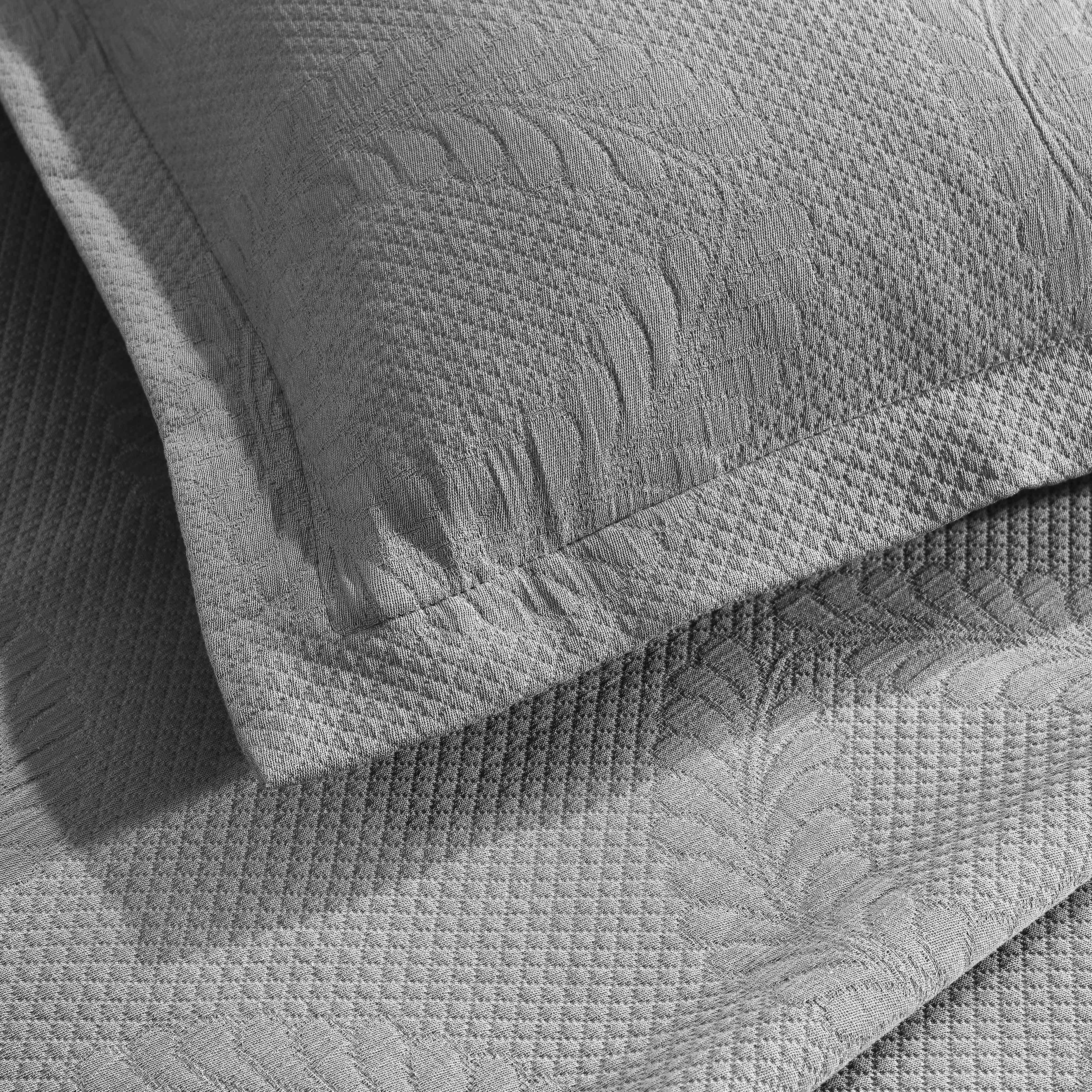Peploi Cotton Medium Weight Matelasse Bedspread & Sham Set - Queen Size, Luxury Textured Bed Cover for Master Bedroom, Guest Room & Dorm Decor