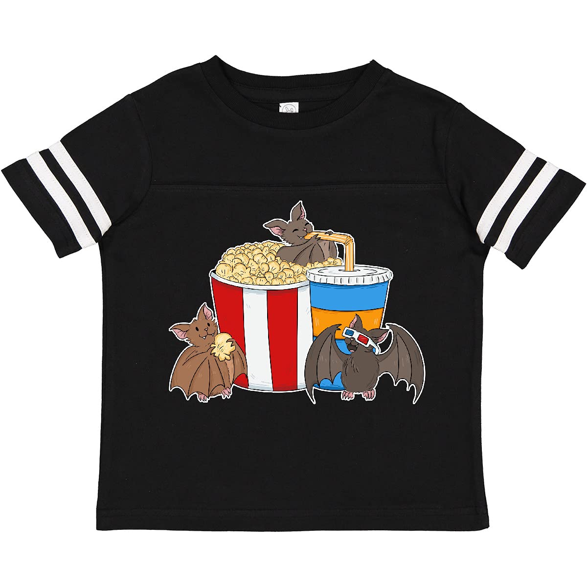 Movie Loving Bats with Popcorn and Soda Toddler T-Shirt - Cute Halloween & Film Night Outfit for Kids - Perfect for Halloween Costumes, Movie Theaters, and Family Fun Nights