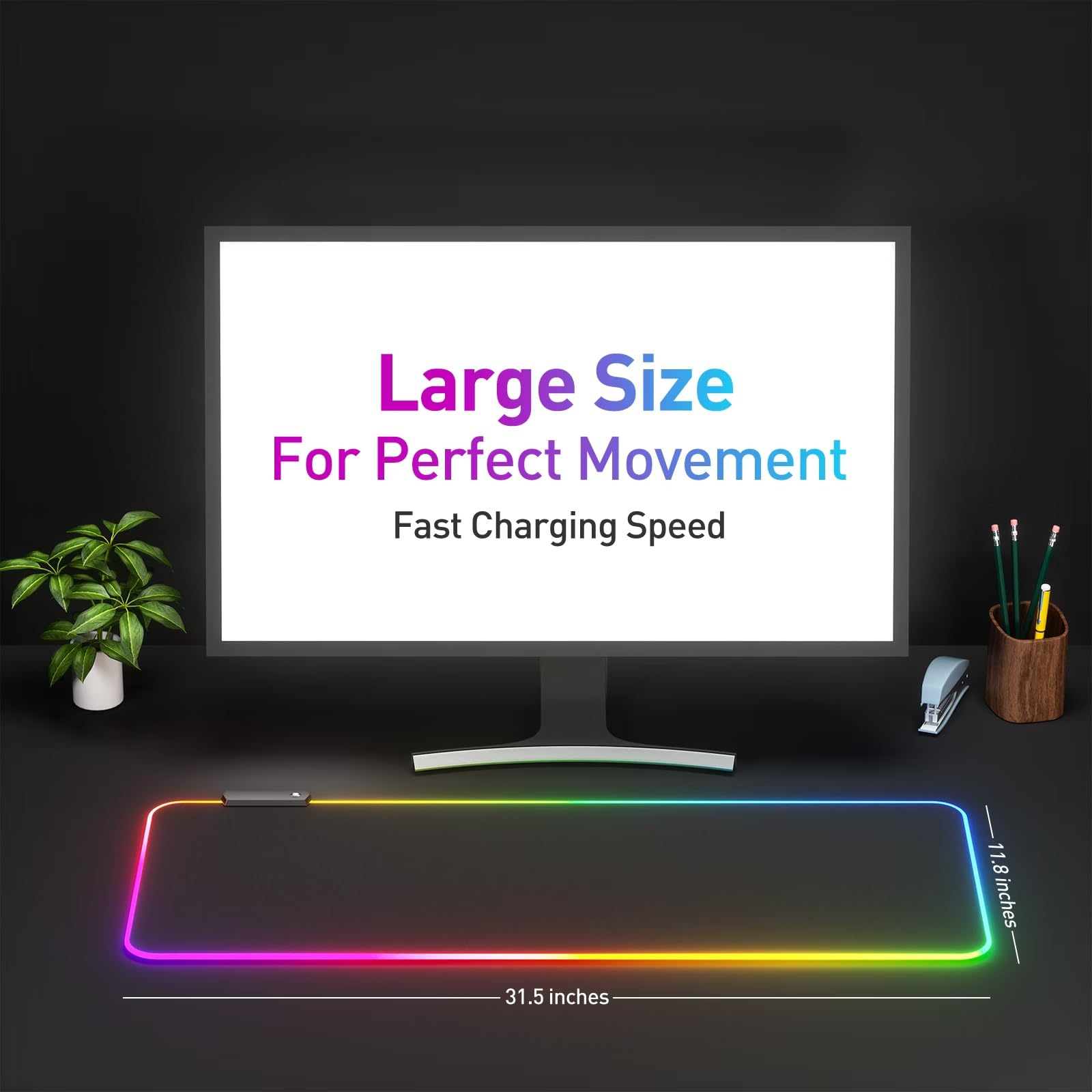 RGB LED Gaming Mouse Pad - Large Extended Glowing Mouse Mat for PC, Laptop, Mac - Perfect for Gaming Setup, Office Work & Streaming Studio