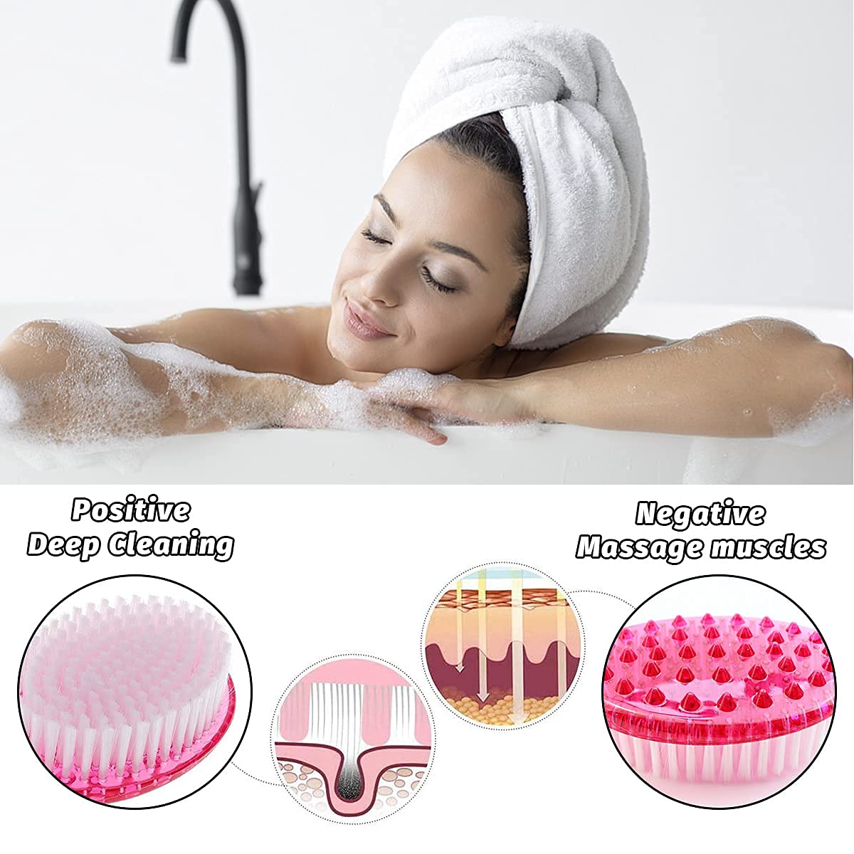 Premium Long Handle Back Scrubber Brush - Super Soft Bristles for Exfoliating & Massaging | Body Bath Shower Brush for Dry Skin Care & Spa Relaxation | Ideal for Hard-to-Reach Areas & Deep Cleansing (ECP-014)