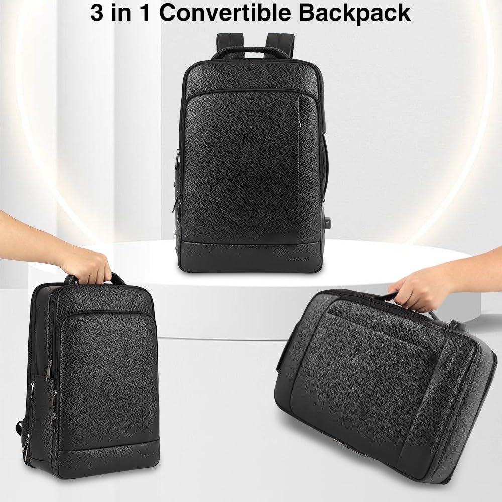 Premium Full Grain Genuine Leather Backpack for Men - 15.6