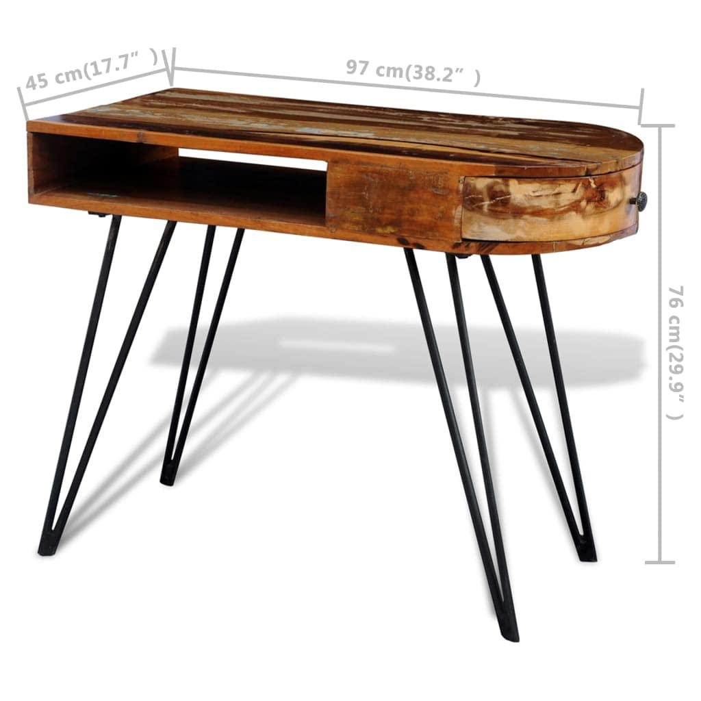 Reclaimed Solid Wood Desk with Sturdy Iron Legs - Perfect for Home Office, Study Room & Modern Workspace