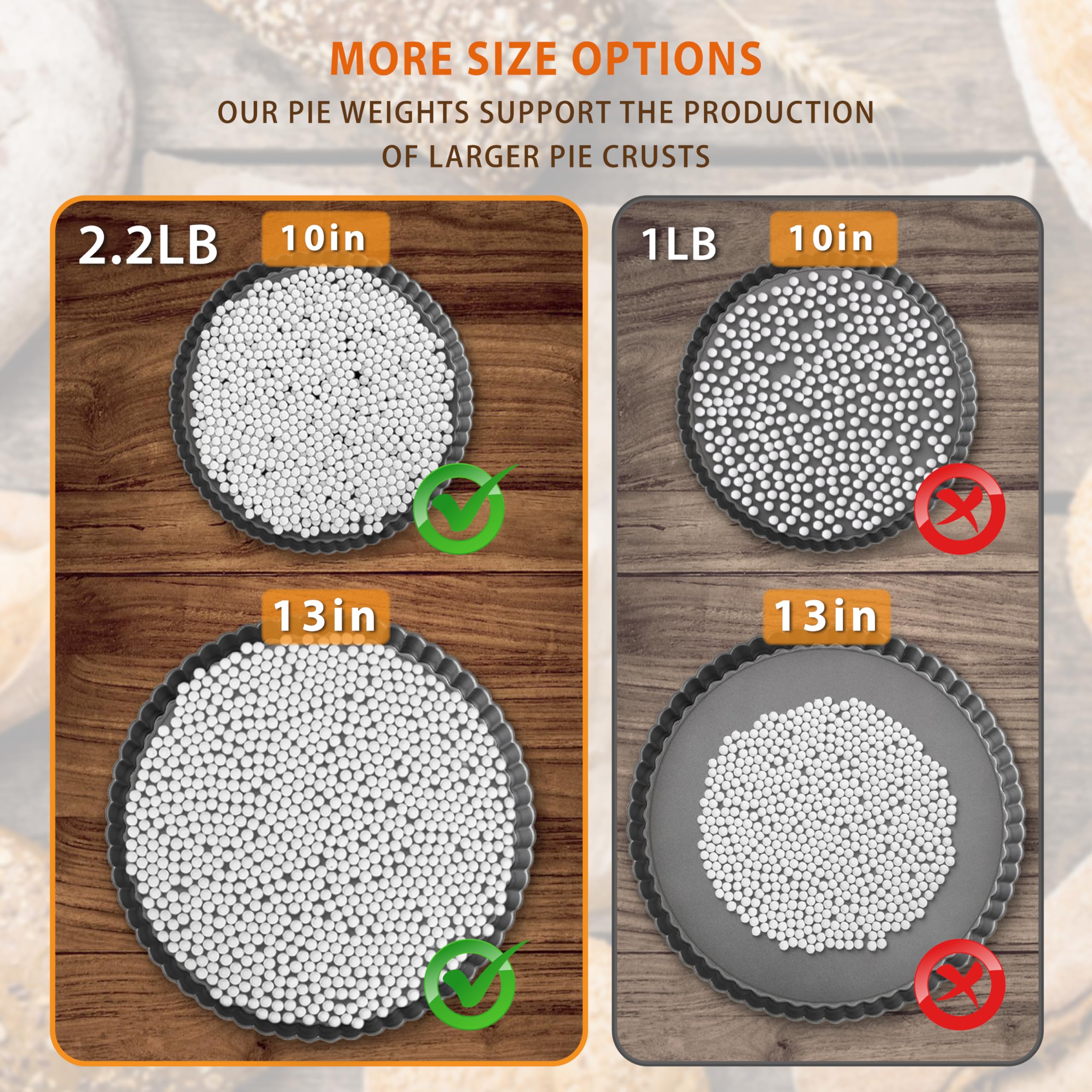 2.2 LB Ceramic Pie Weights for Blind Baking - Natural Stoneware Baking Beads with Storage Box | Perfect for Pie Crusts, Tarts & Quiches (Set of 200) | Prevent Shrinking & Bubbling During Baking