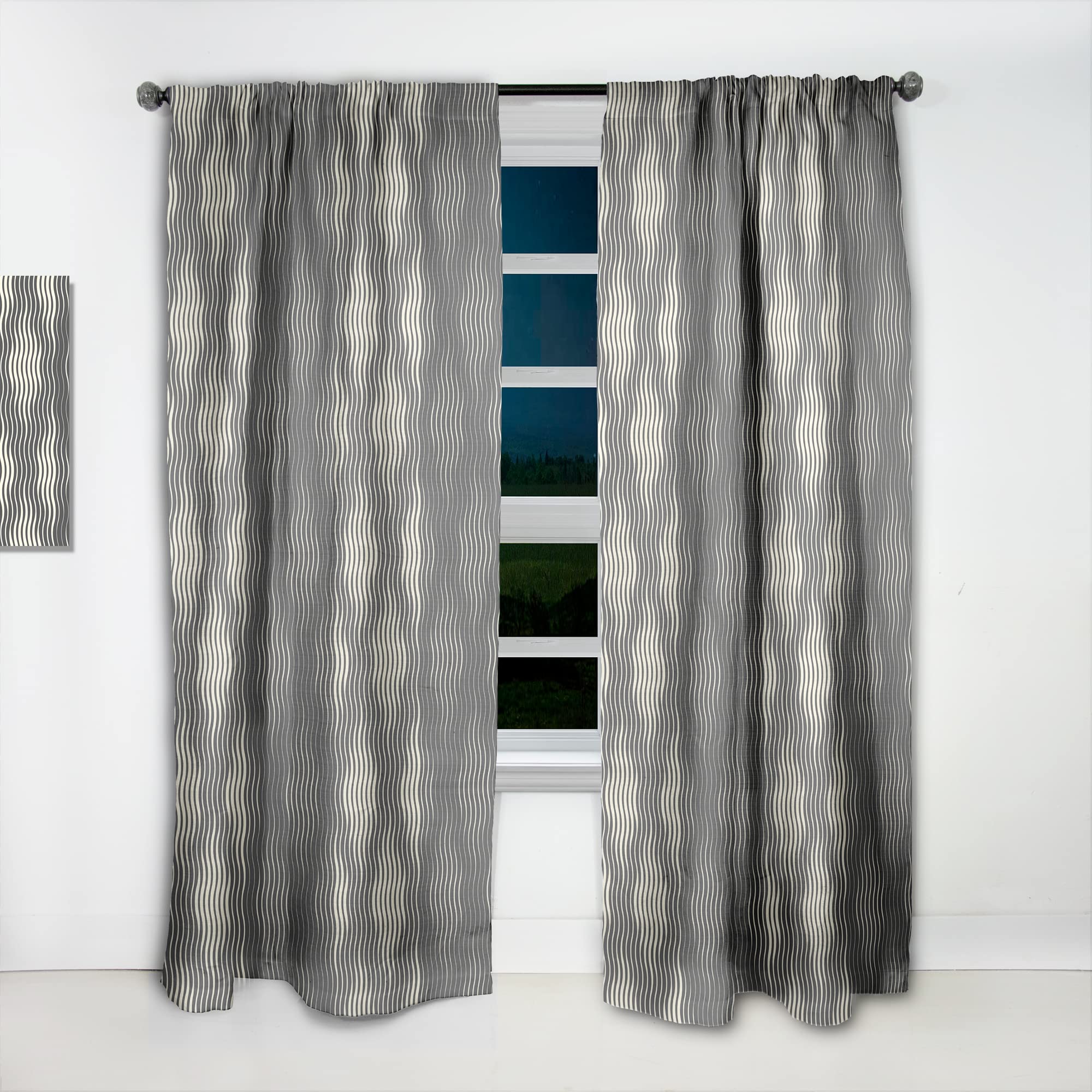 Retro Geometric Abstract Minimalist Curtains - Thermal Insulated Single Panel (52x108) for Bedroom & Living Room - Perfect for Modern Home Decor & Light Control