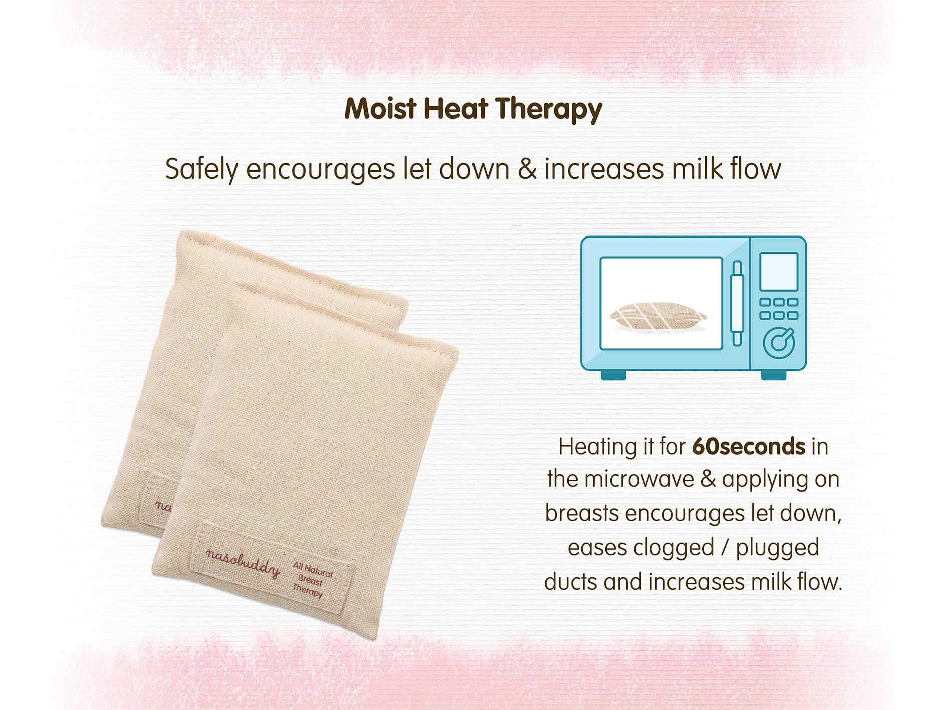 Nasobuddy All Natural Breast Therapy Rice Packs - Relieve Engorgement & Clogged Ducts, Stimulate Milk Flow & Increase Supply - Perfect for Nursing Mothers & Breastfeeding Comfort