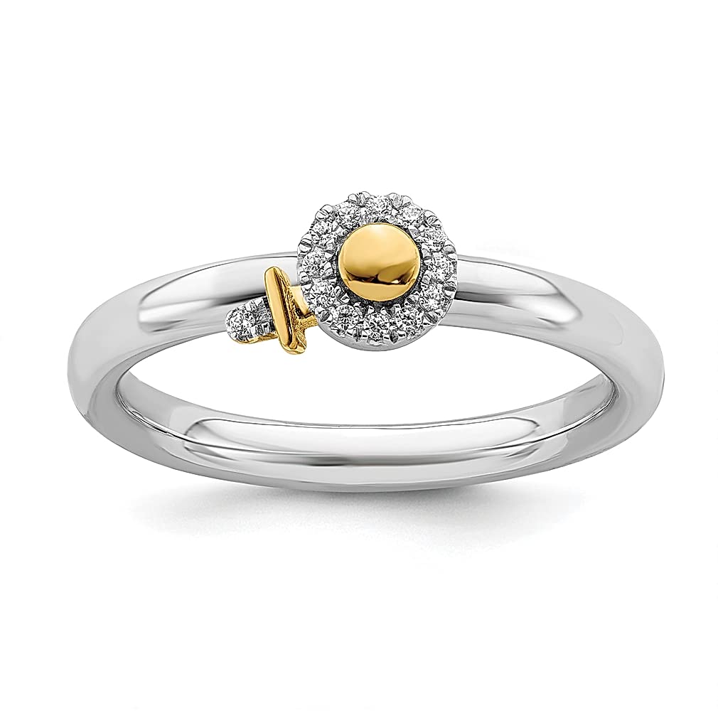 925 Sterling Silver Gold Plated Venus Symbol Diamond Band Ring for Women - Stackable Zodiac Jewelry, Dainty Pinky Ring, Perfect Gift for Her (Birthday, Anniversary, Valentine's Day)