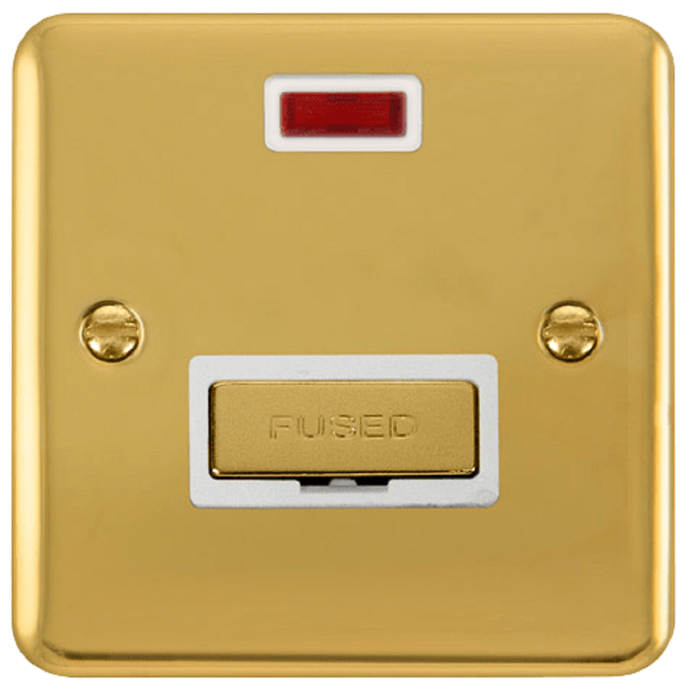 Click Deco Plus Polished Brass 13A Unswitched Spur with Neon DPBR753WH - Premium Electrical Socket for Home & Office Decor