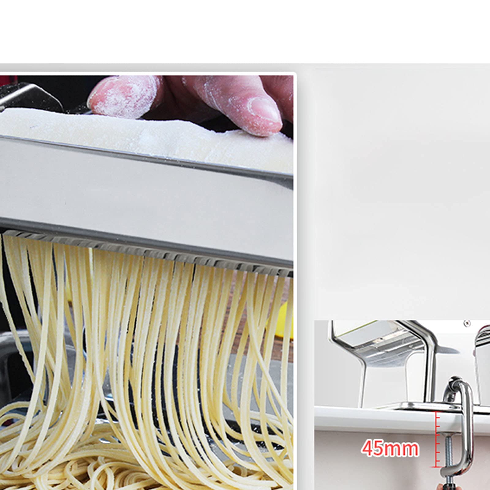 LIJCC Pasta Maker Machine - 6 Adjustable Thickness Dough Roller for Homemade Noodles & Ravioli with Table Clamp | Perfect for Italian Cooking & Family Kitchen Pasta Nights