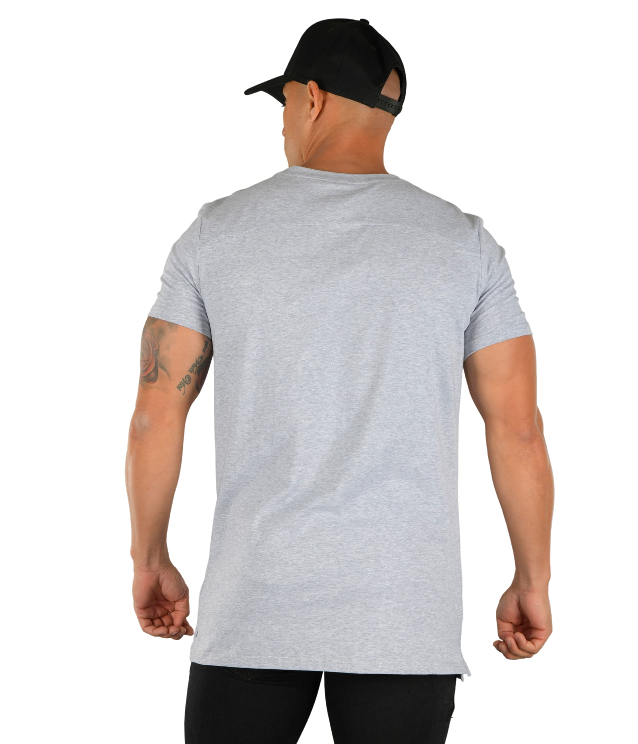 YoungLA Men's Minimalist Fitted T-Shirt - Slim Fit Long Drop Cut Tee for Gym & Workout | Comfortable Cotton Shirt for Training, Running & Casual Wear