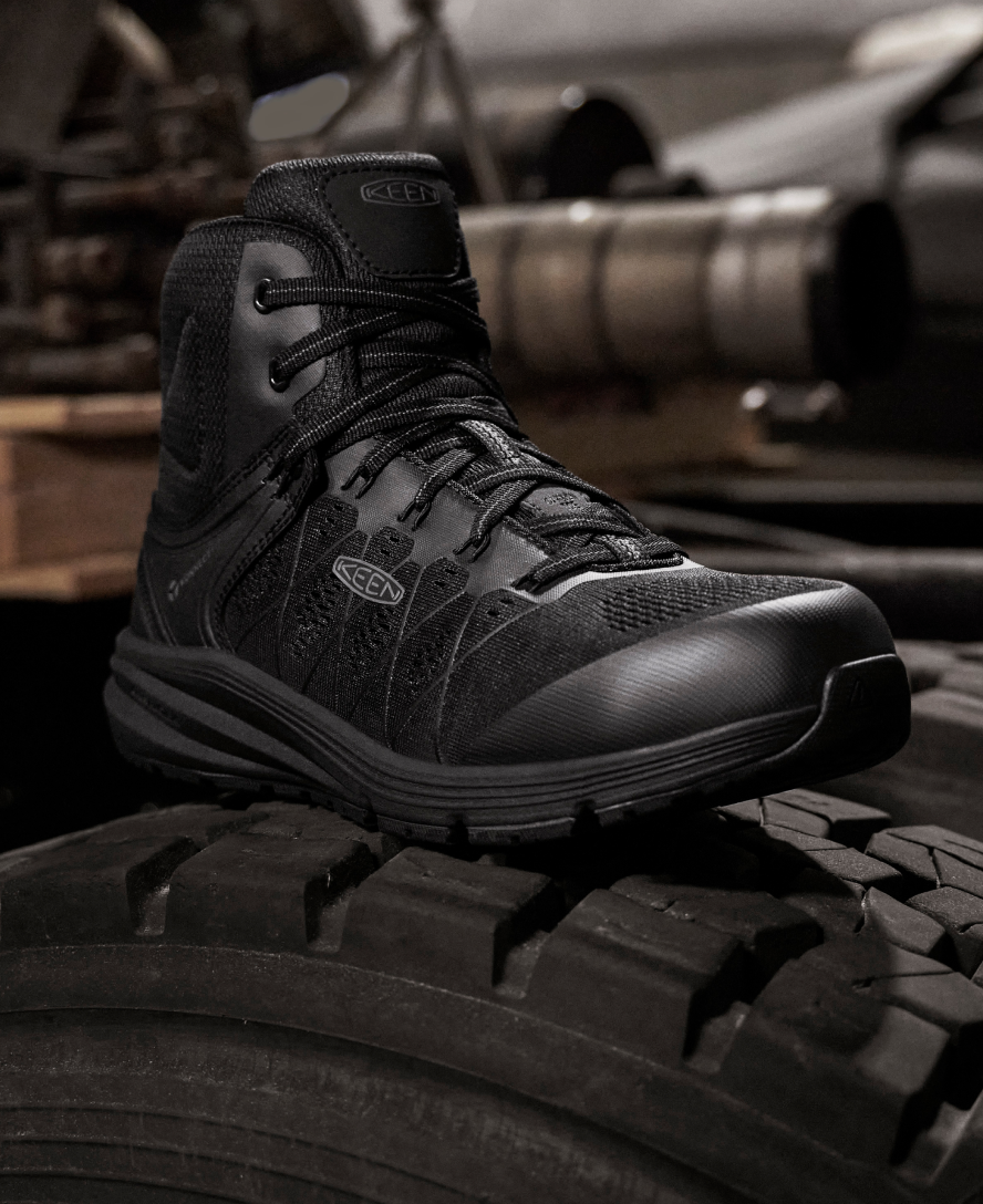 Women's Vista Energy Mid INT MET (Carbon Toe) Work Boots - Black/Raven - Durable Safety Shoes for Construction & Outdoor Work