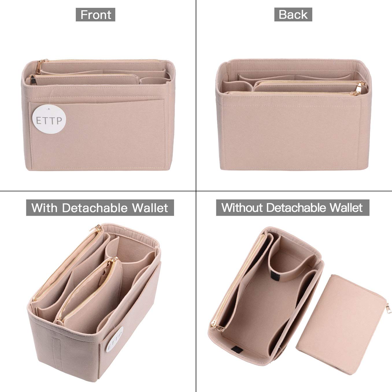 Premium Felt Purse Organizer Insert for LV Speedy, Neverfull & Tote Bags - 5 Size Options for Handbag Storage & Organization | Perfect for Travel, Work & Daily Use