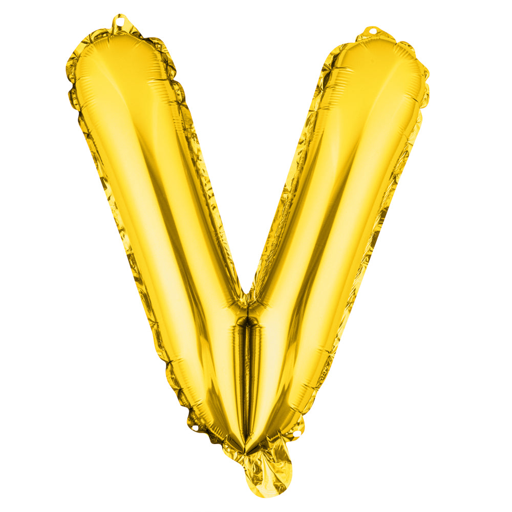 Gold Mylar Letter V Balloon - 16