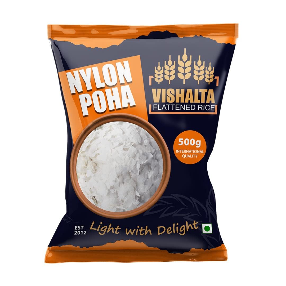 Vishalta Nylon Chevda Poha - High Fiber Thin Poha | Ready to Eat & Cook Healthy Snack | 2 Pack x 450g | Gluten-Free Breakfast & Quick Meal Solution for Busy Mornings, Office Lunch or Light Dinner