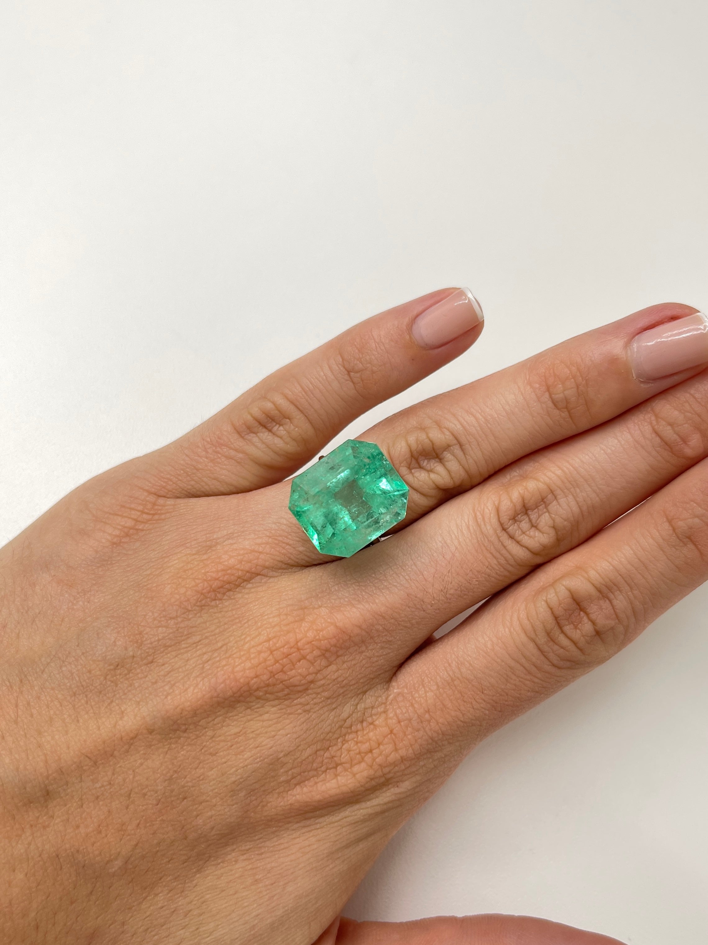 20.44 Carat XL Loose Colombian Emerald - 18x16mm Emerald Cut Gemstone for Jewelry Making & Engagement Rings
