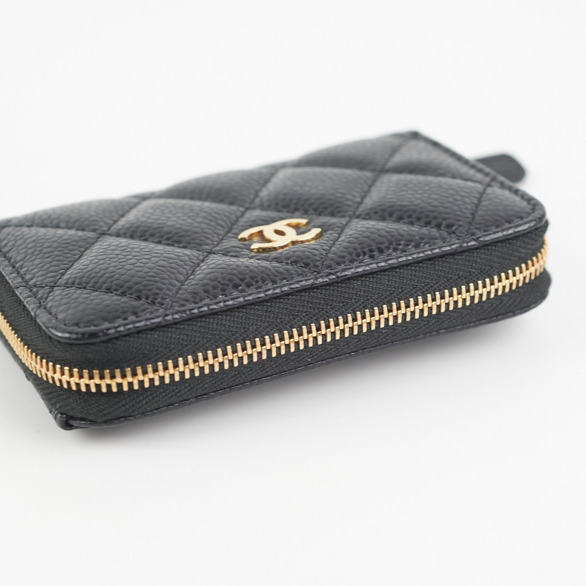 Chanel Caviar Leather Black Zipper Coin Purse Wallet for Women - Perfect for Everyday Use, Travel & Gift Giving