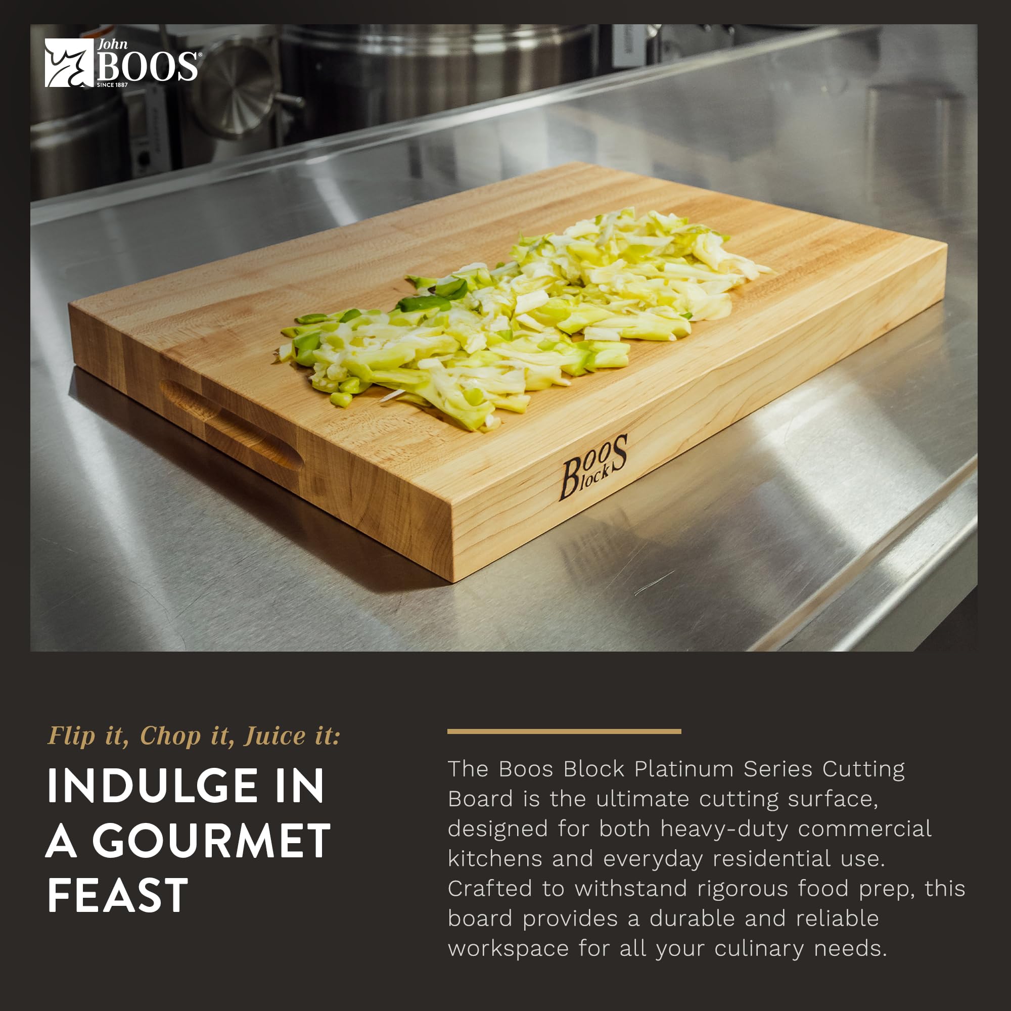 Premium John Boos Boos Block Platinum Series Large Reversible Maple Wood Cutting Board – 24