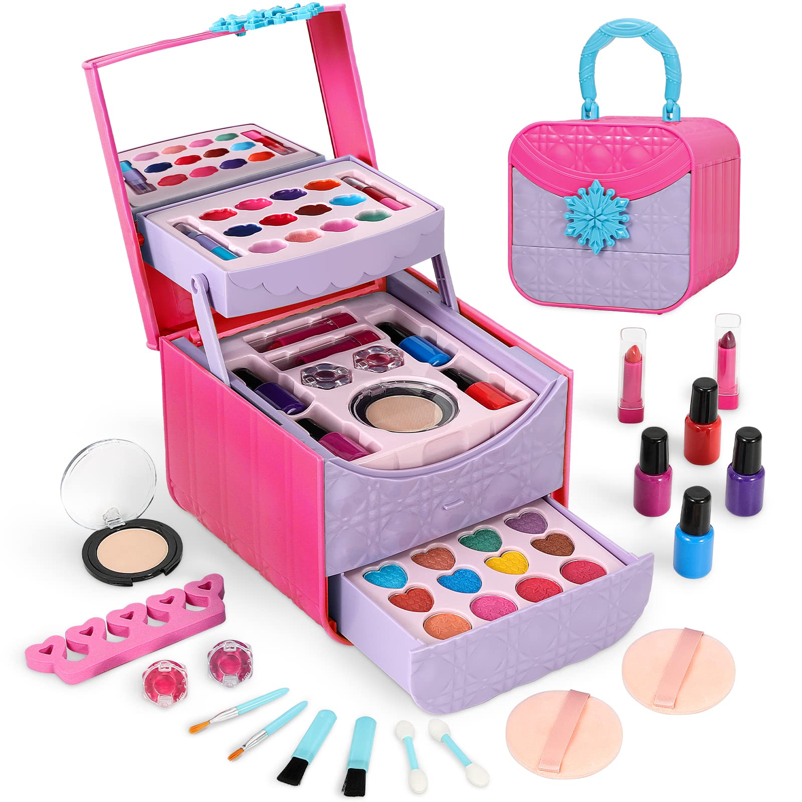 Barbie Makeup Kit for Girls - Non Toxic Easter & Christmas Gift for 4-10 Year Olds - Perfect for Dress Up & Role Play