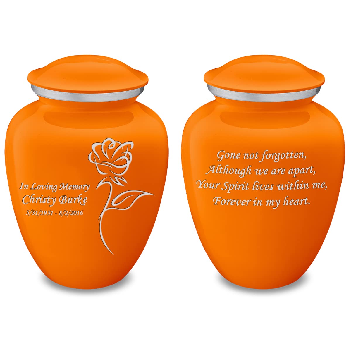 Personalized Rose Cremation Urn for Ashes - Large Burnt Orange Funeral Urn for Adults with Double-Side Engraving (Holds 200 lbs) - Perfect for Memorial Services & Home Display