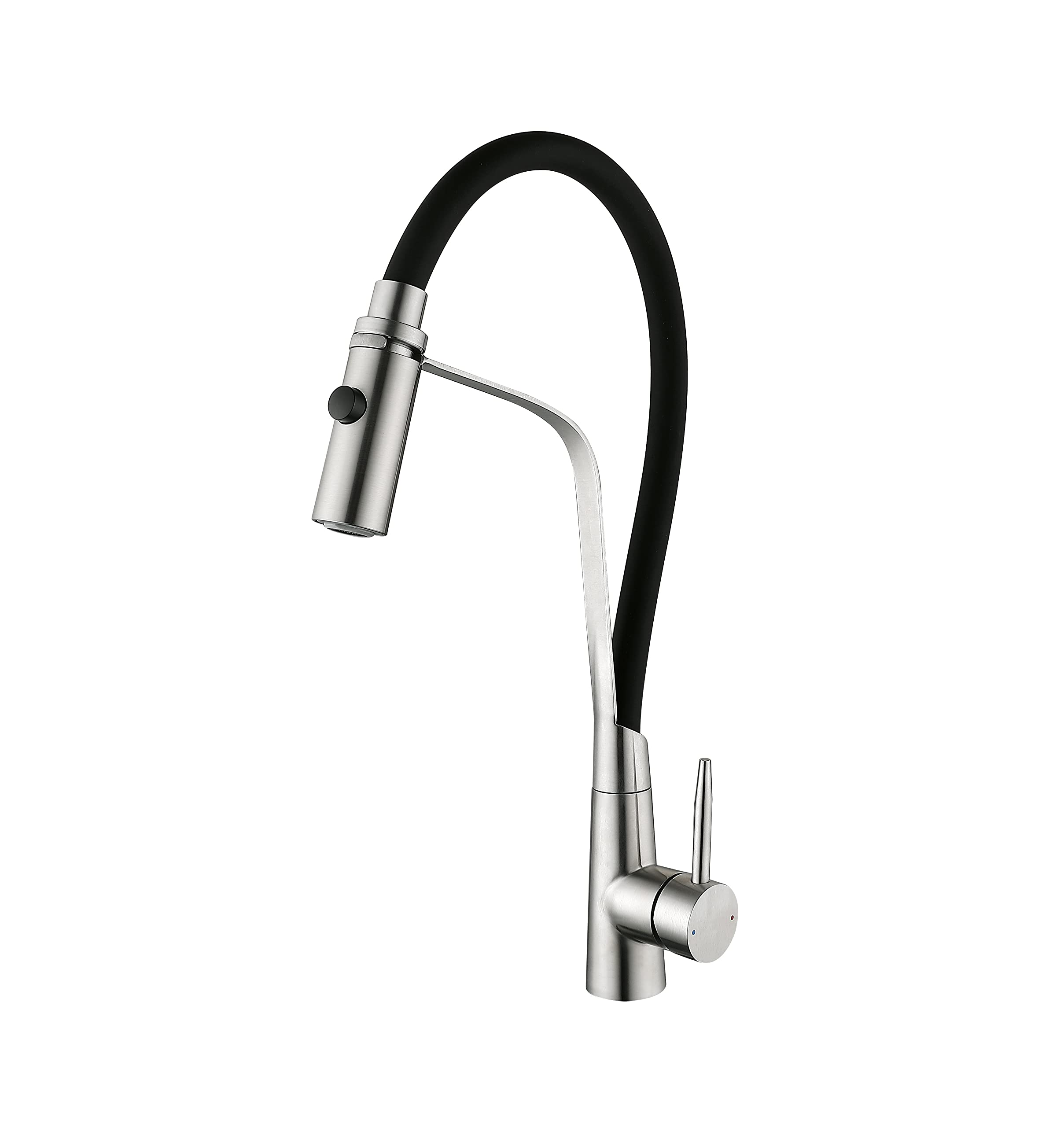 Brushed Nickel Single Handle Kitchen Faucet with Pull Down Sprayer - Single Hole Mount for Sink - Perfect for Modern Kitchens and Easy Dishwashing