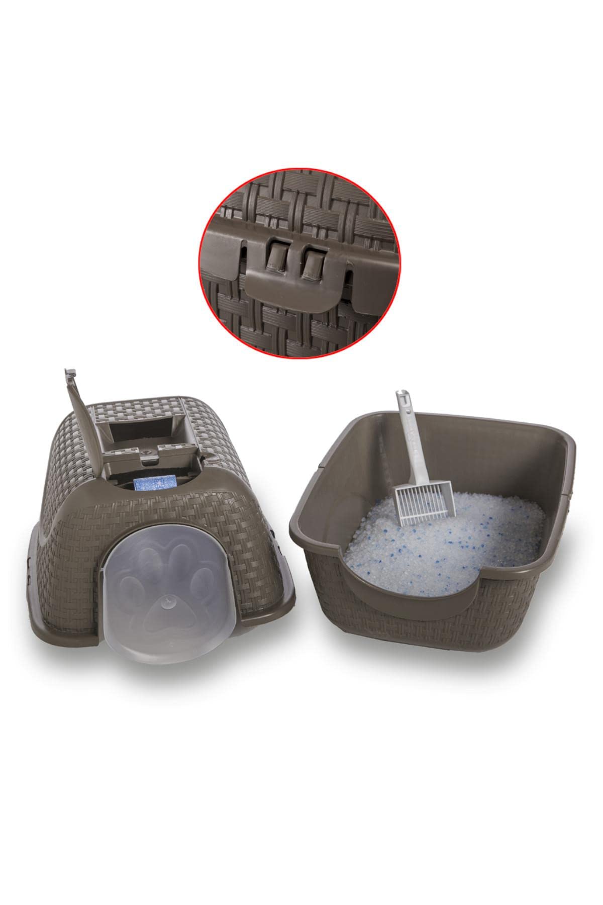 Premium Taupe Pet Prive Litter Box for Cats - Odor Control & Privacy Design - Perfect for Small Spaces & Home Decor