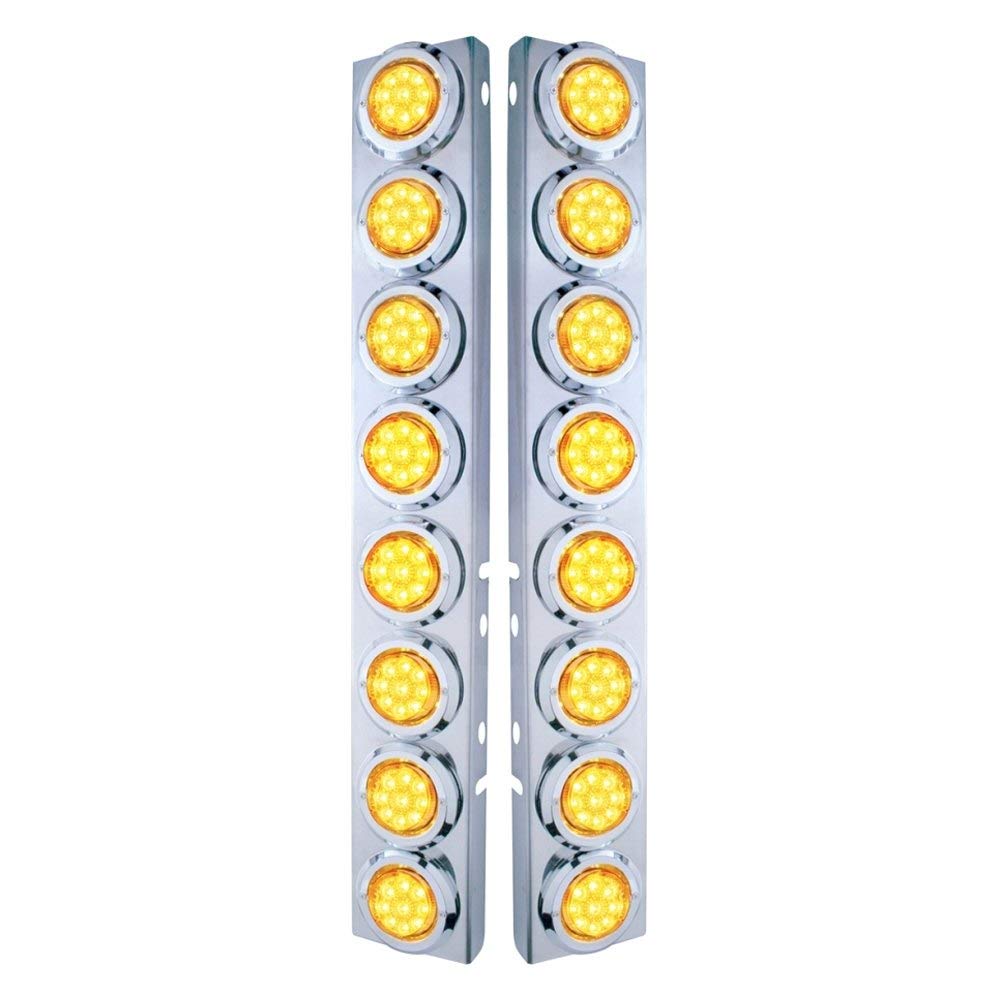 United Pacific 33702 - Stainless Steel Front Air Cleaner Light Bar with Bracket for Peterbilt Trucks - Reflector, Clearance & Marker Lights - Heavy Duty Truck Accessories for Improved Night Visibility & Safety