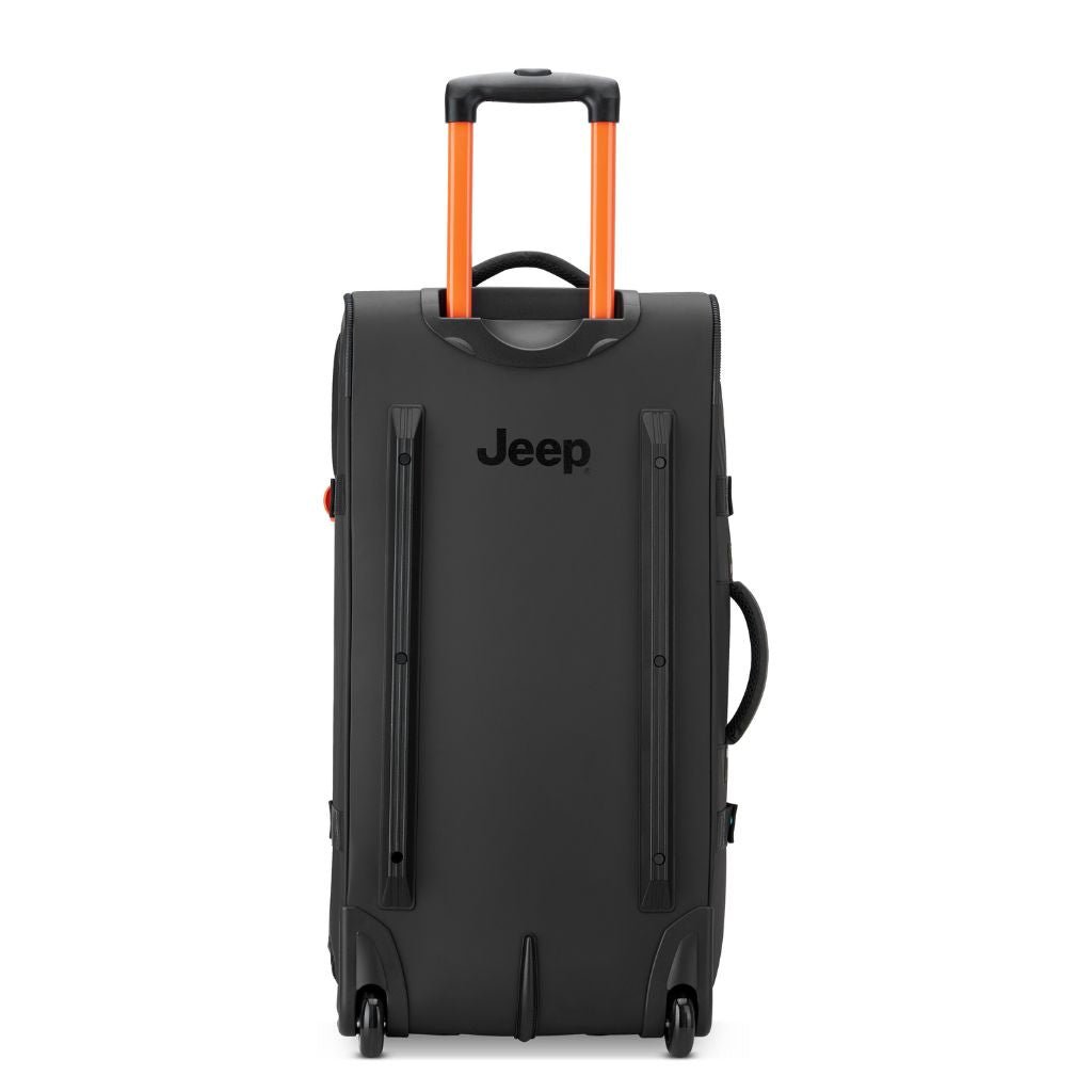 Jeep 2 Wheel 29-Inch Rolling Duffle Bag - Black Travel Luggage for Men & Women, Perfect for Gym, Camping, and Weekend Getaways