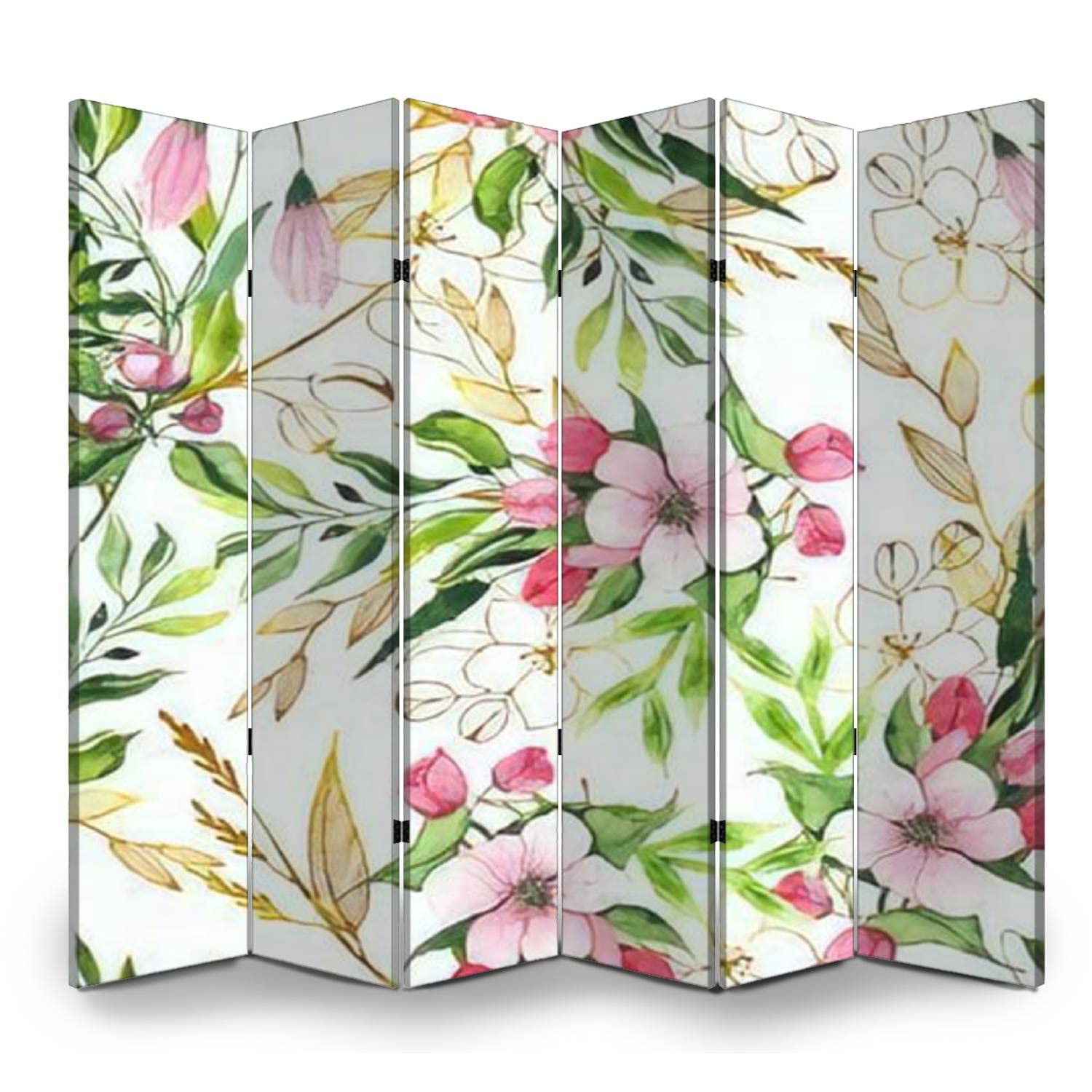 6 Panel Folding Privacy Screen - Easter Watercolor Design with Bunnies, Eggs & Balloons - Canvas Room Divider for Home Office, Bathroom & Dorm - Perfect for Workspace Separation & Decorative Partition