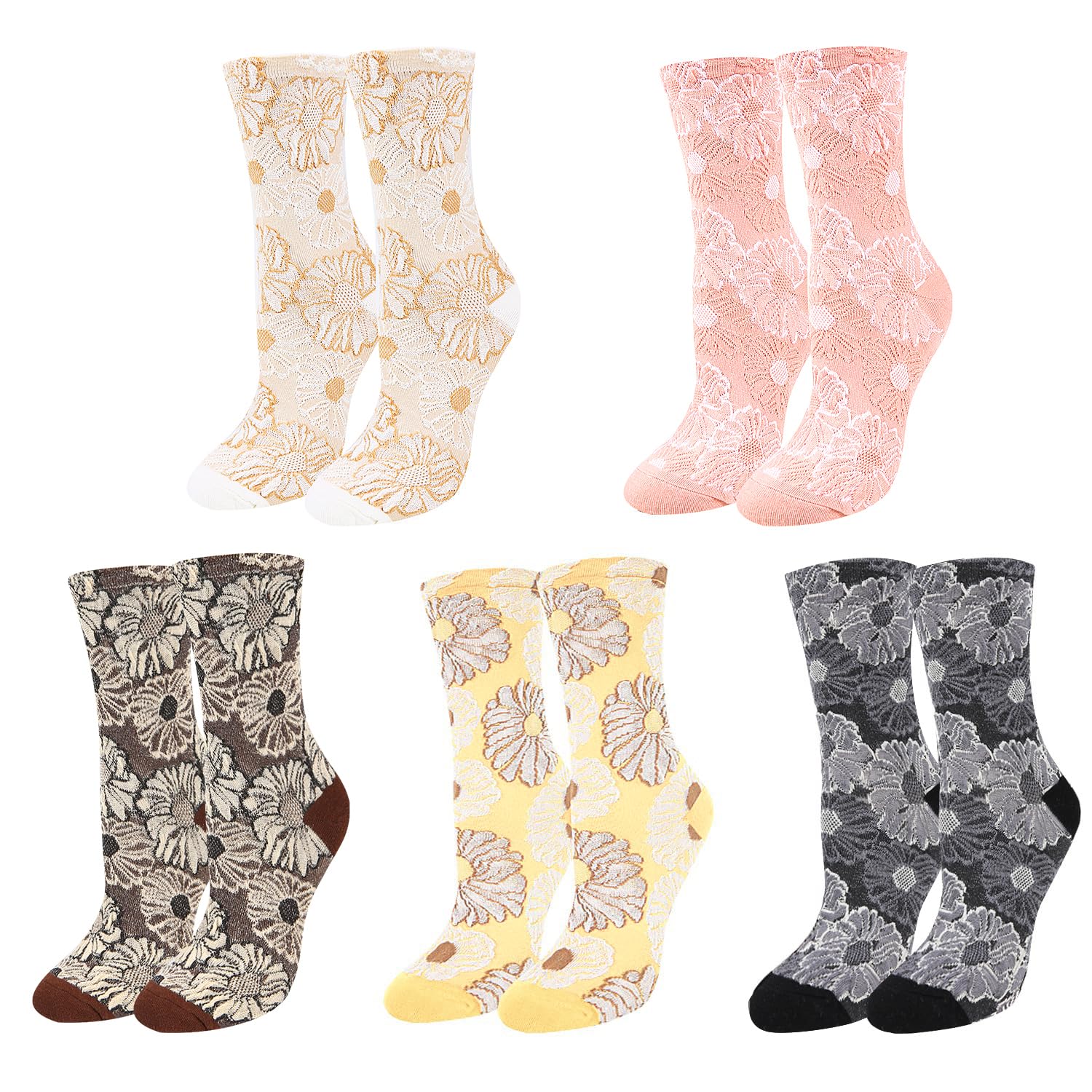 Benefeet Women's Funny Animal Crew Socks - Cute Floral Cotton Socks for Casual Wear