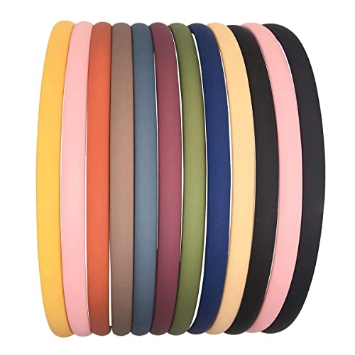 BAKEFY 12-Pack 8mm Plastic Headbands with Teeth - Skinny Hair Bands for Women & Girls - Non-Slip Hair Accessories for School, Work, Sports & Everyday Use