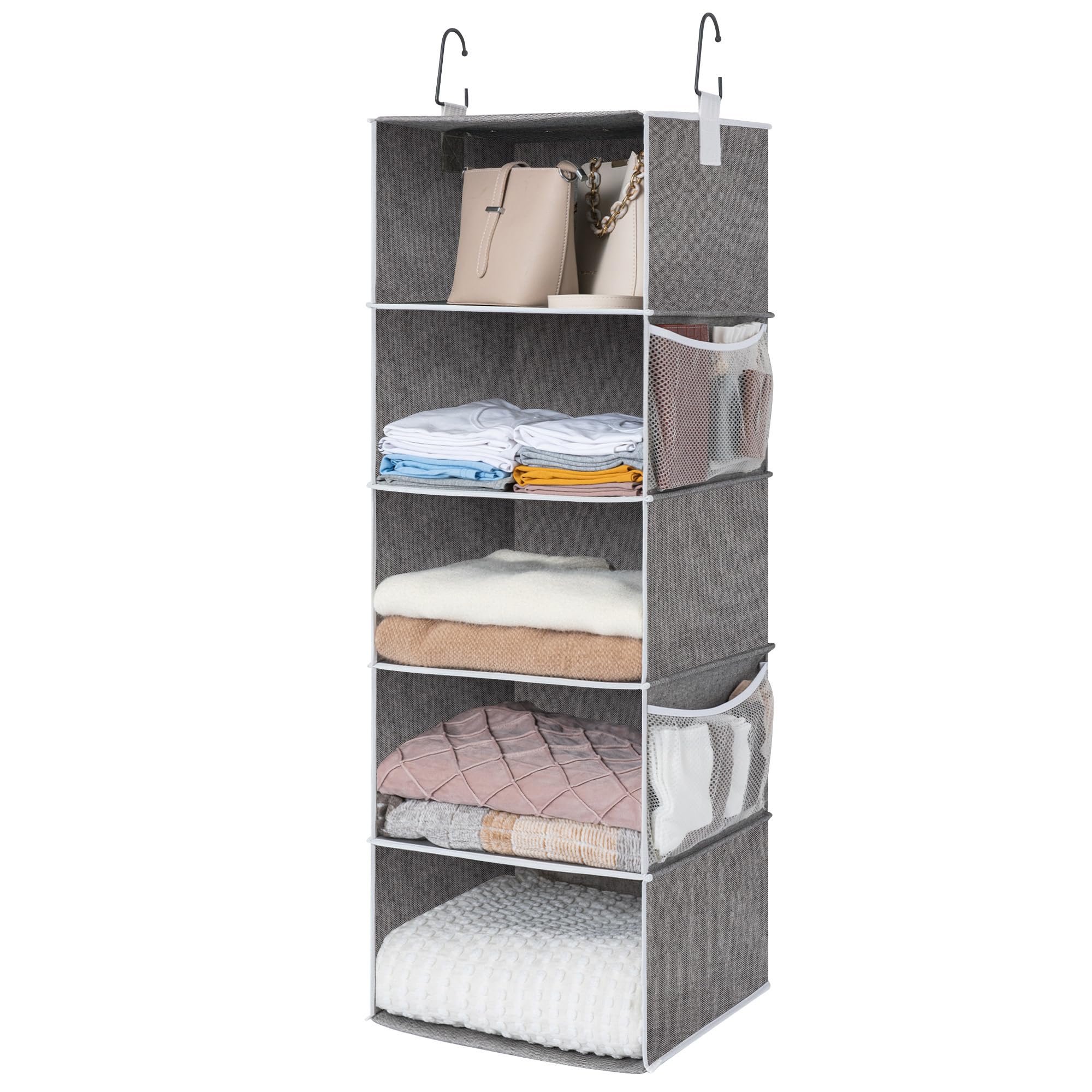 StorageWorks 5-Tier Hanging Closet Organizer - Space Saving Shelves for Clothes, Shoes & Accessories (13