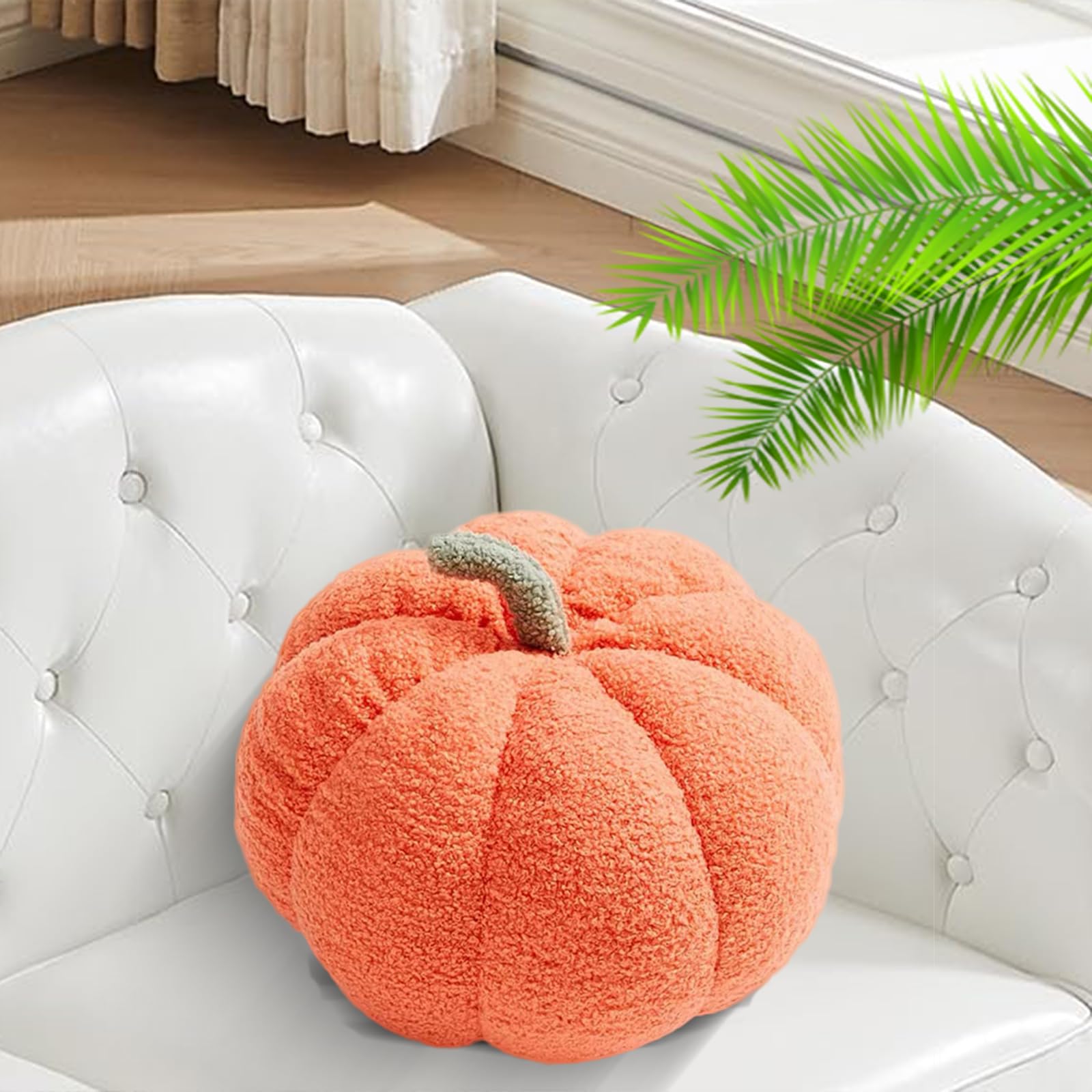 3D Plush Sherpa Pumpkin Throw Pillow - Soft Decorative Cushion for Sofa, Couch & Bedroom - Fall Home Decor (Orange, 11 Inch) - Perfect for Autumn, Halloween & Thanksgiving Decorations
