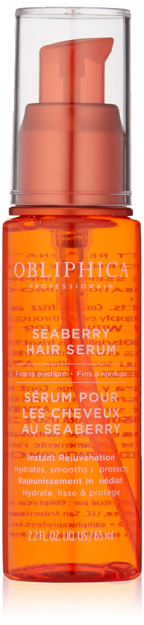 Obliphica Seaberry Leave-In Hair Serum for Fine & Medium Hair - Vitamin & Omega Enriched for Frizz Control & Hair Nourishment - Hydrating Hair Treatment for Dry Hair & Growth - 2.2 Fl Oz - Perfect for Daily Use, Travel & Salon-Quality Styling at Home