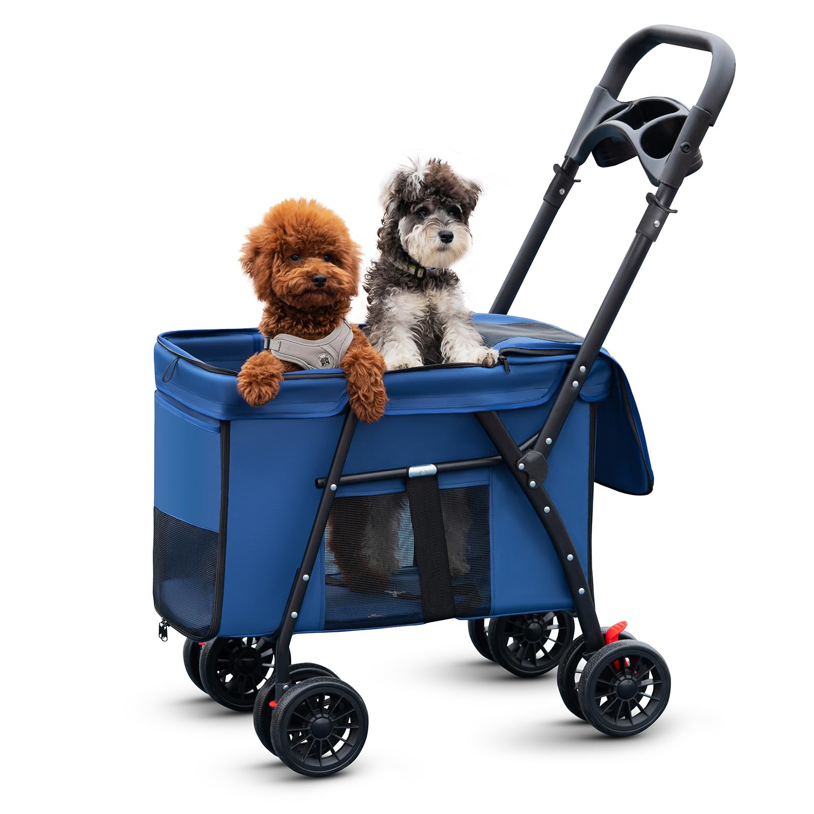 Blue Folding Pet Stroller for Cats & Dogs - Travel Carrier for Outdoors